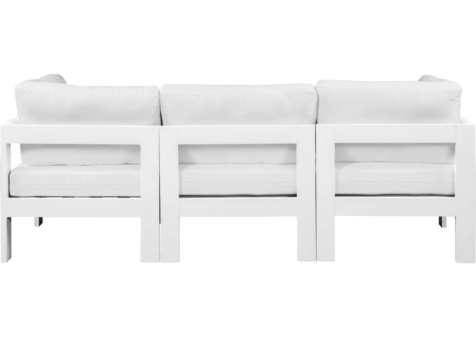 Nizuc White Water Resistant Fabric Outdoor Patio Modular Sofa,Meridian Furniture