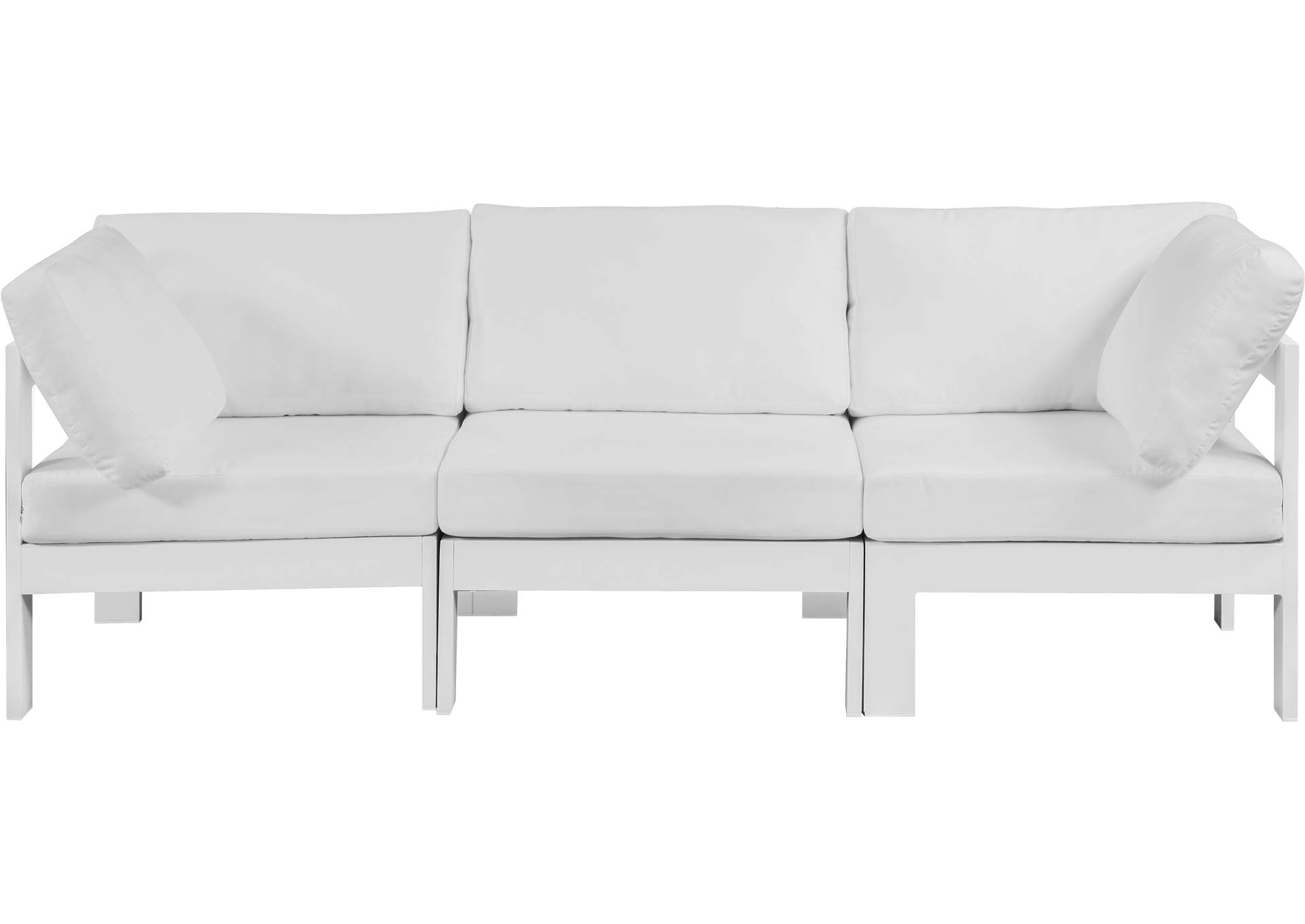 Nizuc White Water Resistant Fabric Outdoor Patio Modular Sofa,Meridian Furniture