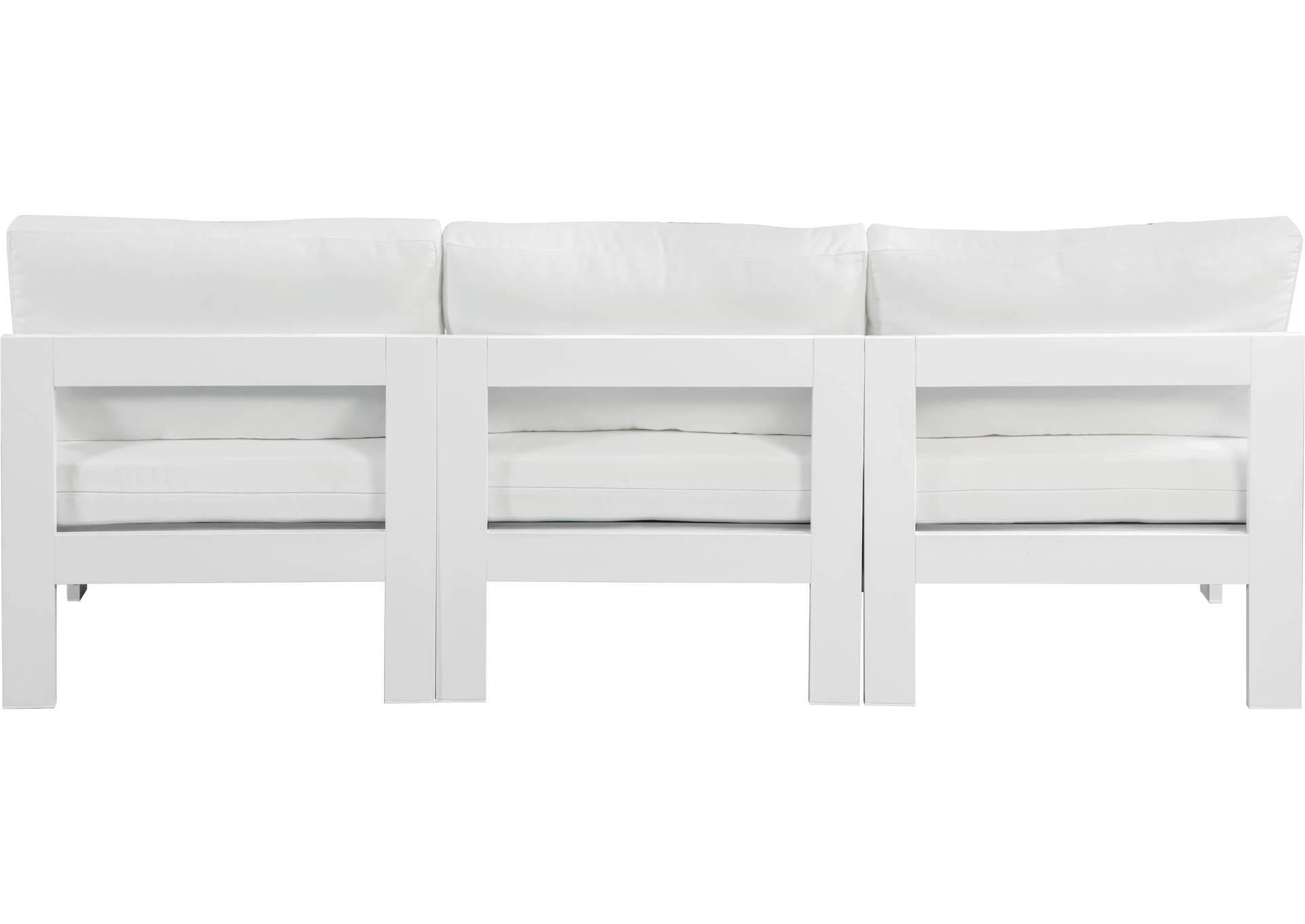 Nizuc White Water Resistant Fabric Outdoor Patio Modular Sofa,Meridian Furniture