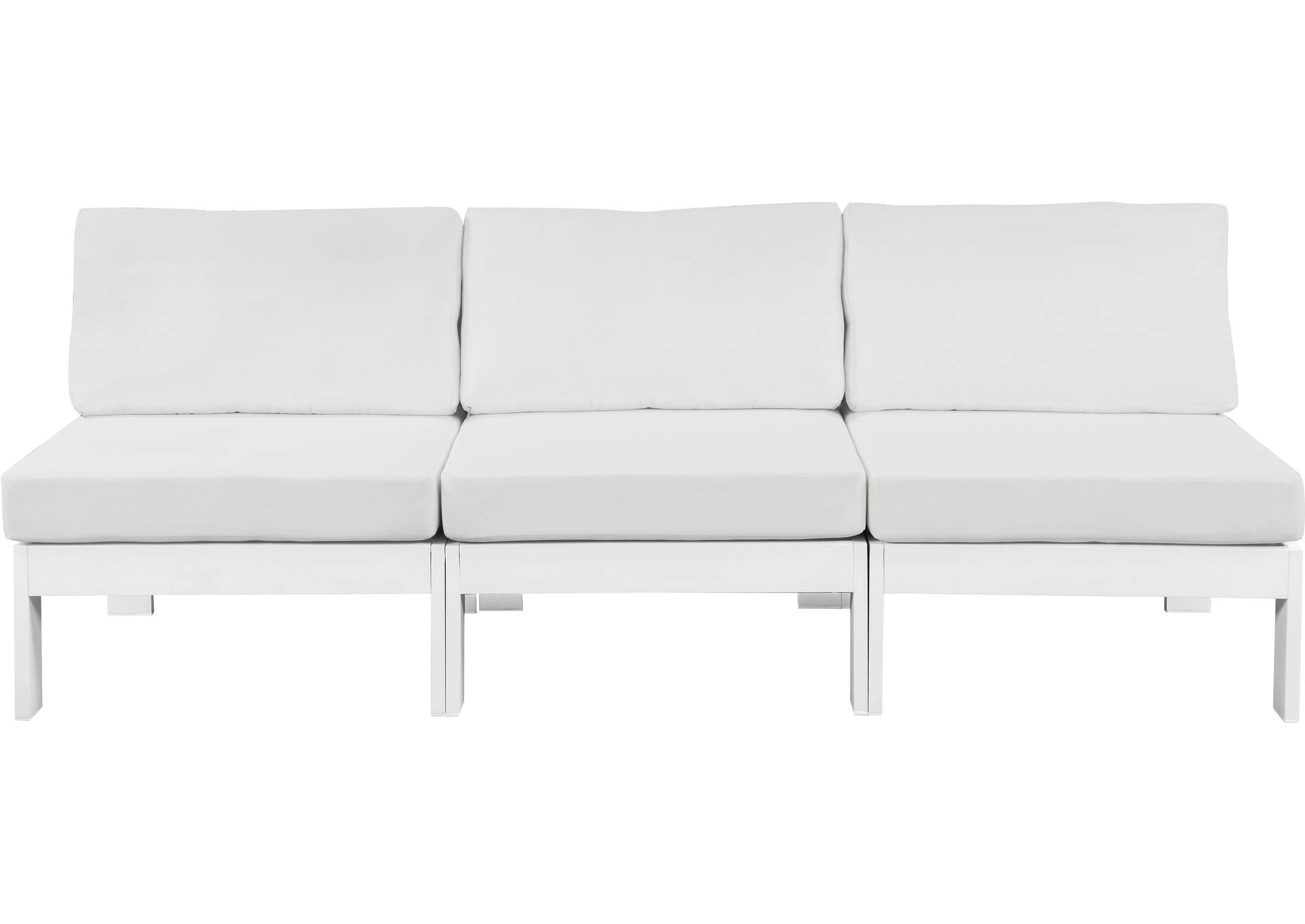 Nizuc White Water Resistant Fabric Outdoor Patio Modular Sofa,Meridian Furniture