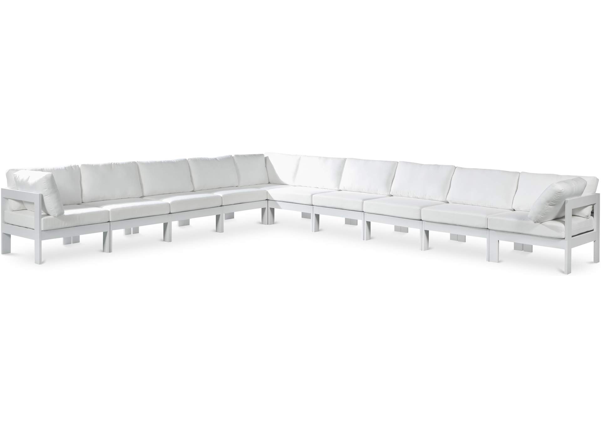 Nizuc White Water Resistant Fabric Outdoor Patio Modular Sectional,Meridian Furniture