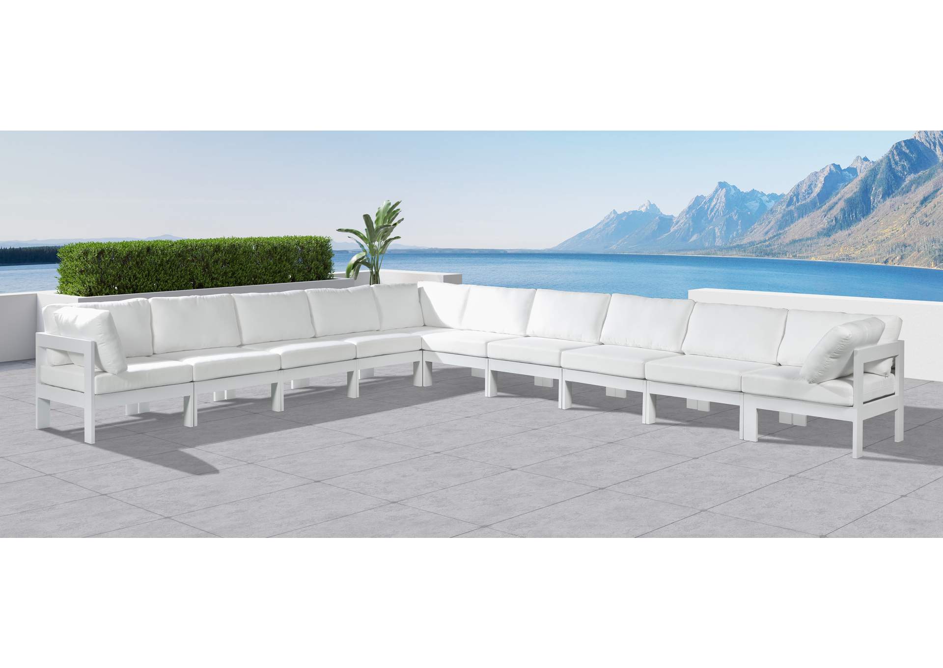 Nizuc White Water Resistant Fabric Outdoor Patio Modular Sectional,Meridian Furniture