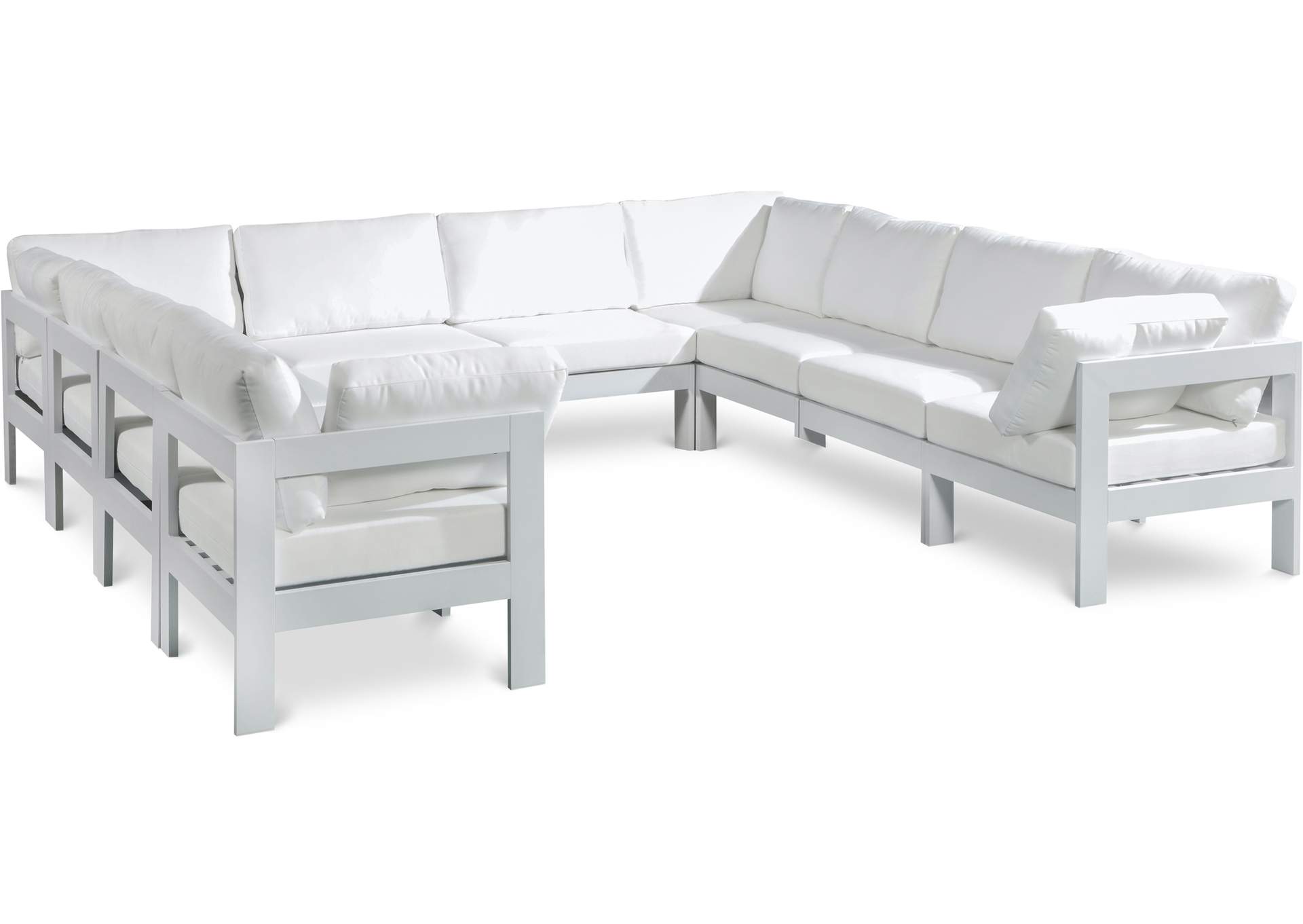 Nizuc White Water Resistant Fabric Outdoor Patio Modular Sectional,Meridian Furniture