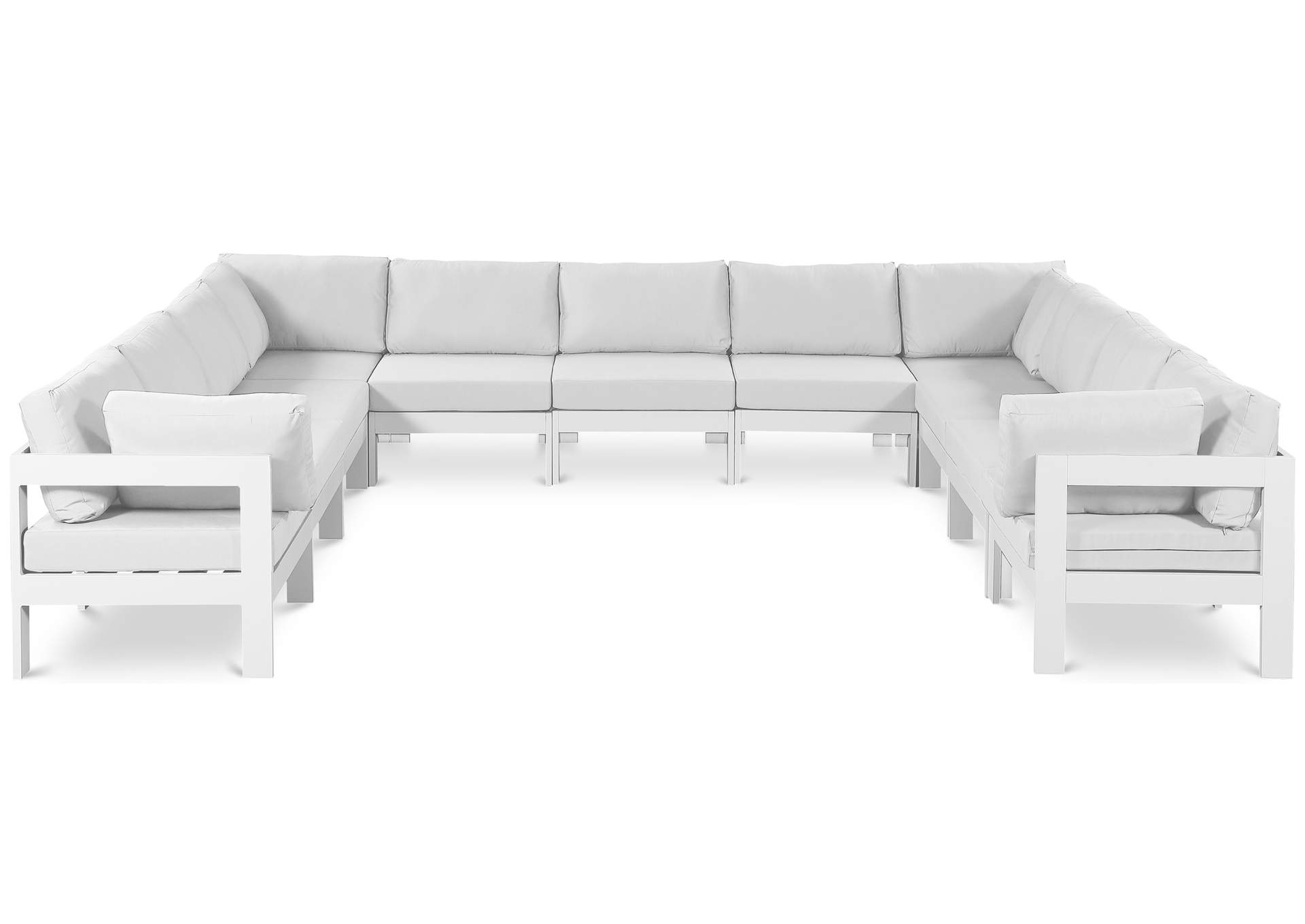 Nizuc White Water Resistant Fabric Outdoor Patio Modular Sectional,Meridian Furniture