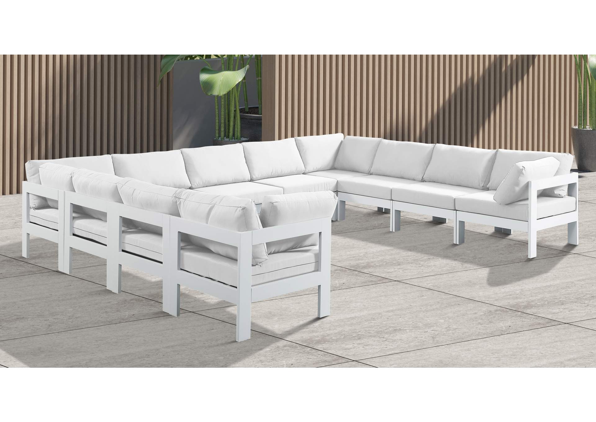 Nizuc White Water Resistant Fabric Outdoor Patio Modular Sectional,Meridian Furniture