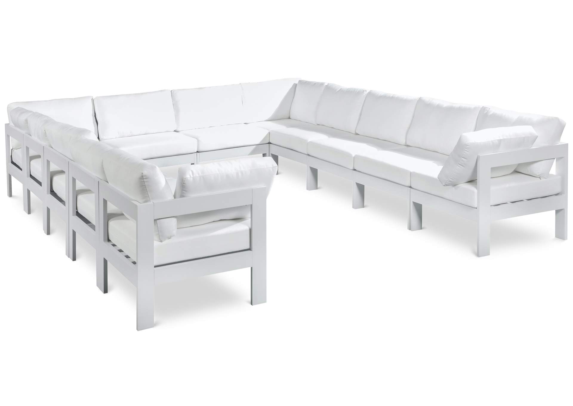 Nizuc White Water Resistant Fabric Outdoor Patio Modular Sectional,Meridian Furniture