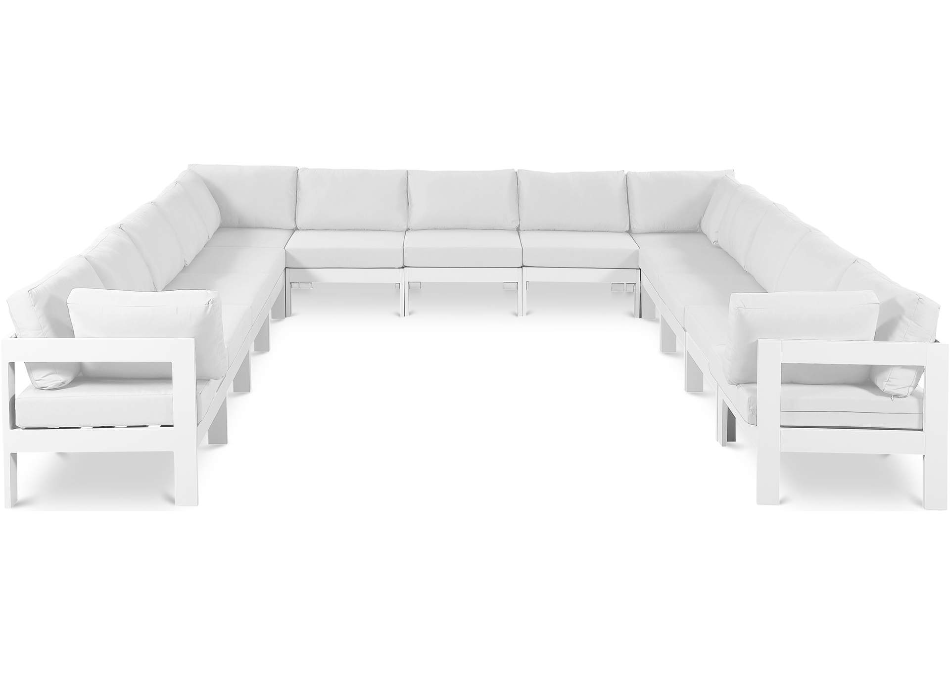 Nizuc White Water Resistant Fabric Outdoor Patio Modular Sectional,Meridian Furniture