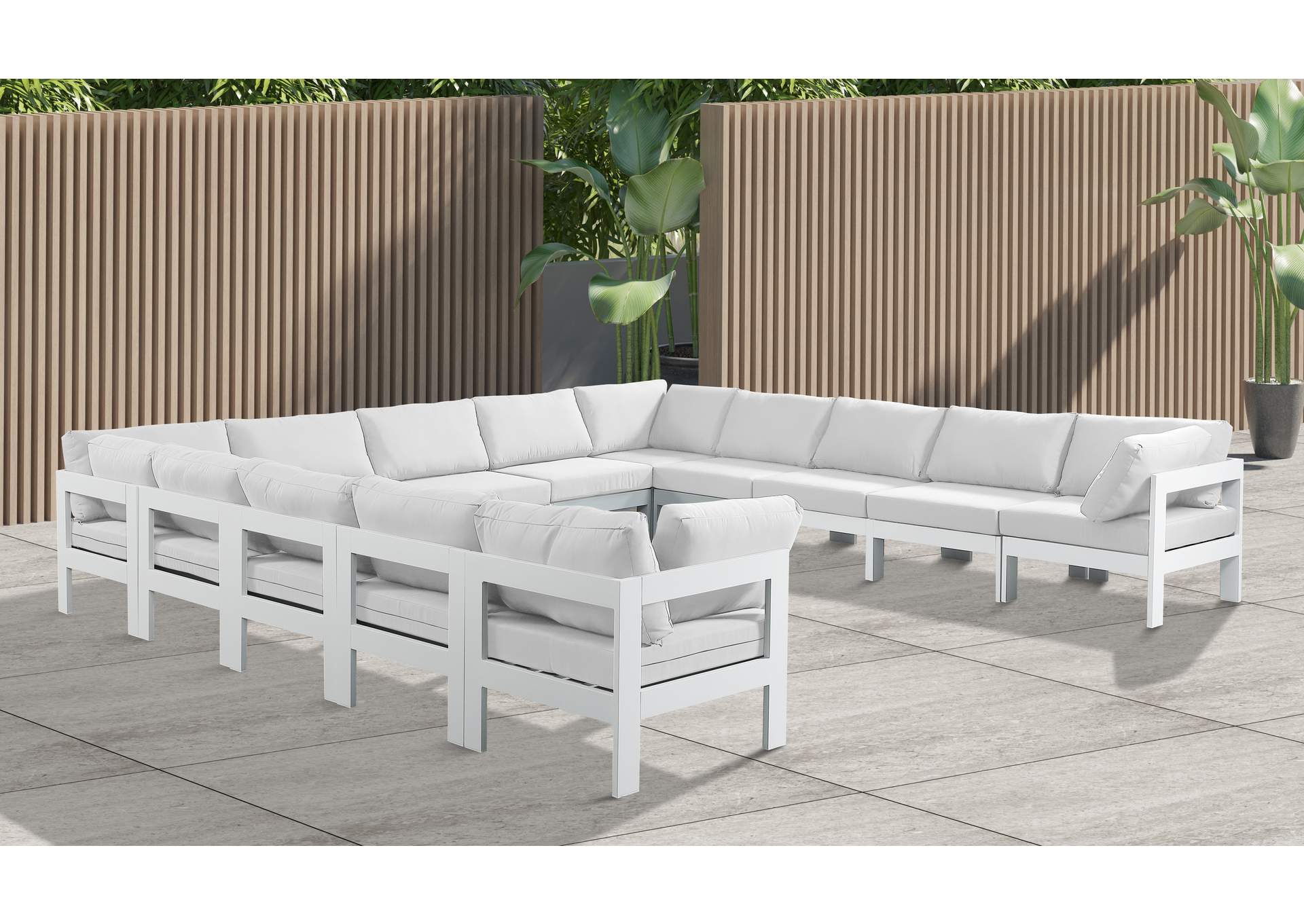 Nizuc White Water Resistant Fabric Outdoor Patio Modular Sectional,Meridian Furniture