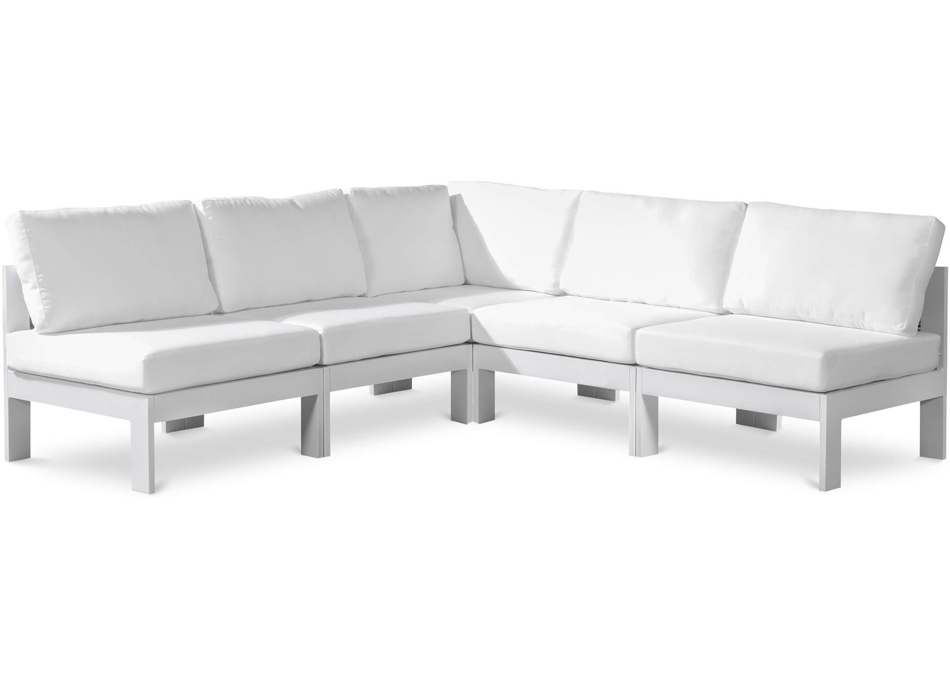 Nizuc White Water Resistant Fabric Outdoor Patio Modular Sectional,Meridian Furniture