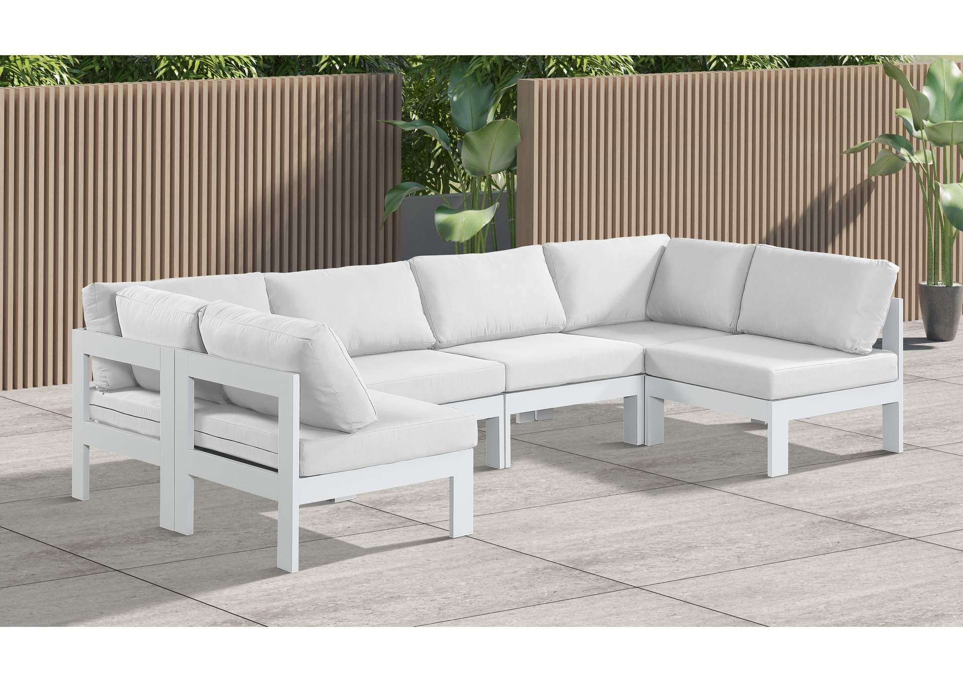 Nizuc White Water Resistant Fabric Outdoor Patio Modular Sectional,Meridian Furniture