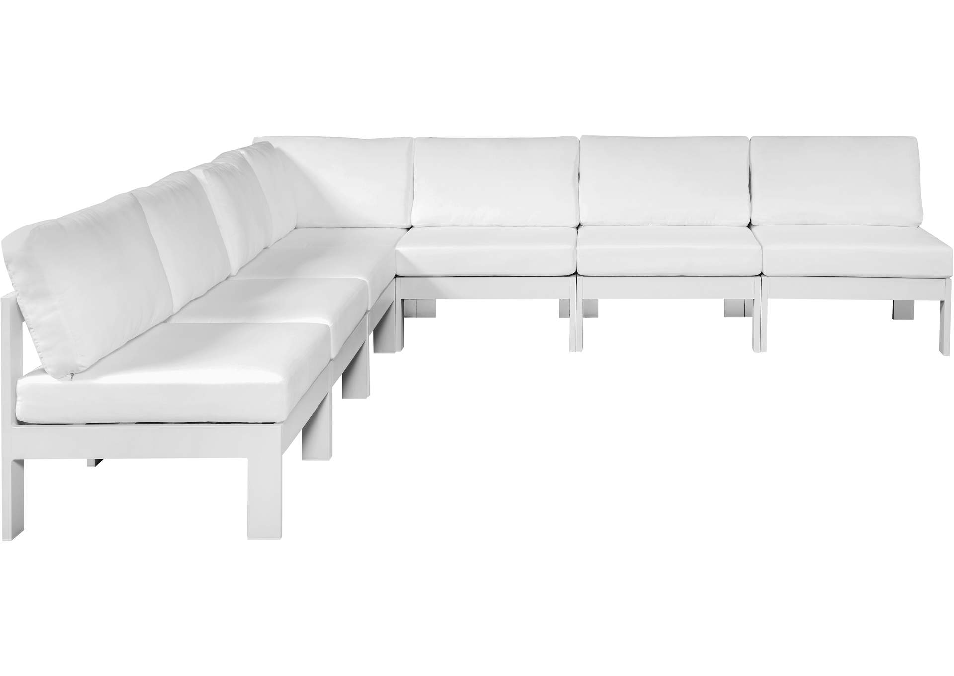 Nizuc White Water Resistant Fabric Outdoor Patio Modular Sectional,Meridian Furniture