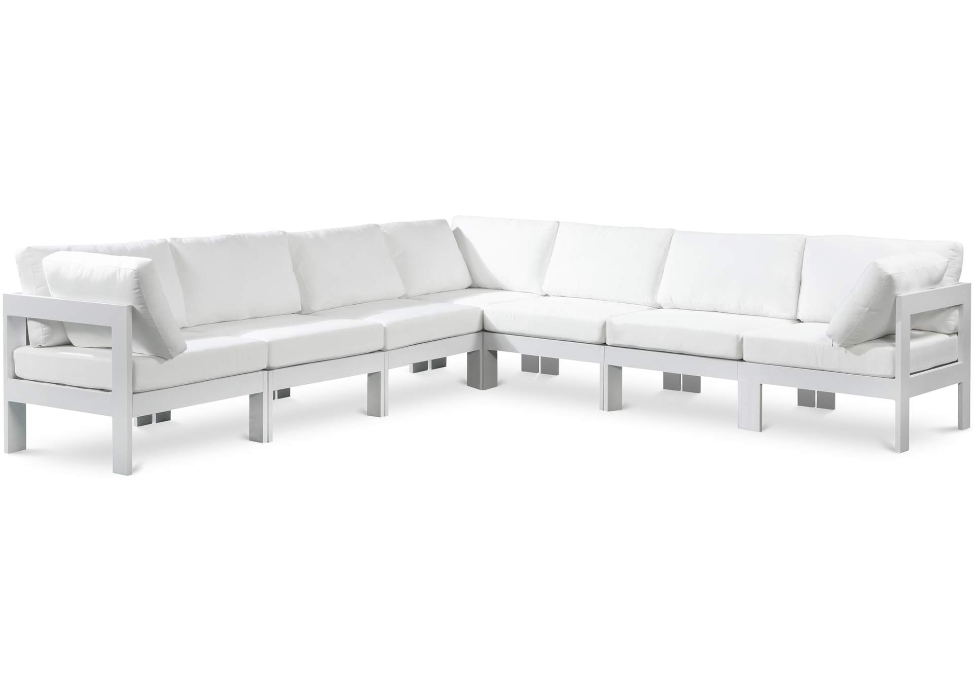 Nizuc White Water Resistant Fabric Outdoor Patio Modular Sectional,Meridian Furniture