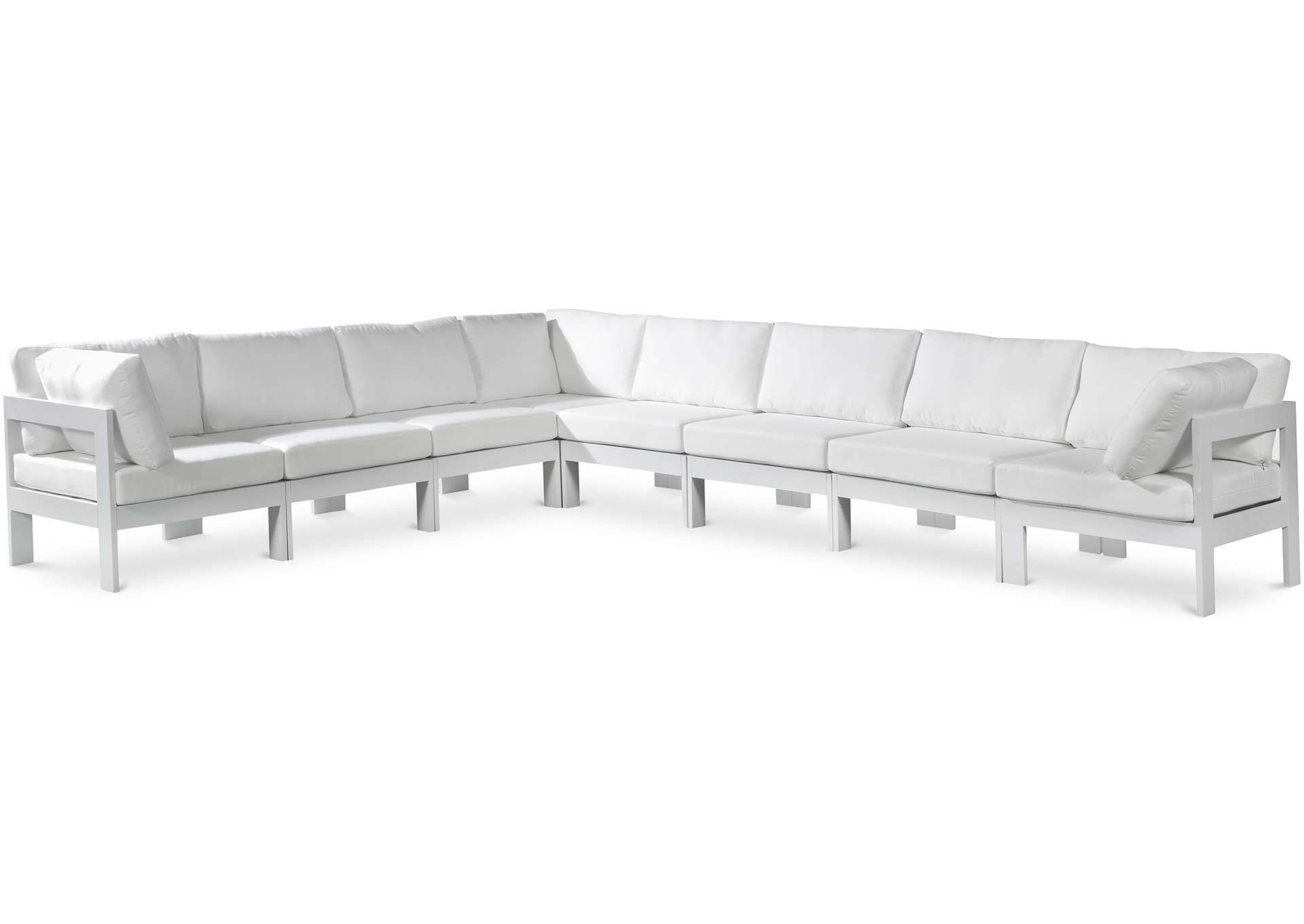 Nizuc White Water Resistant Fabric Outdoor Patio Modular Sectional,Meridian Furniture