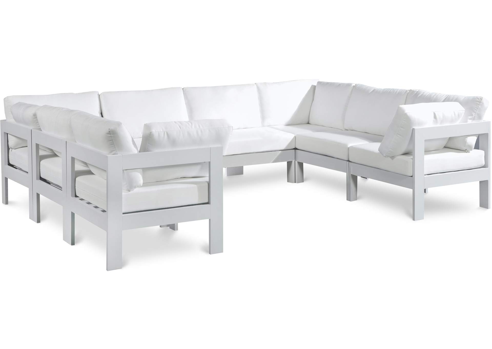 Nizuc White Water Resistant Fabric Outdoor Patio Modular Sectional,Meridian Furniture