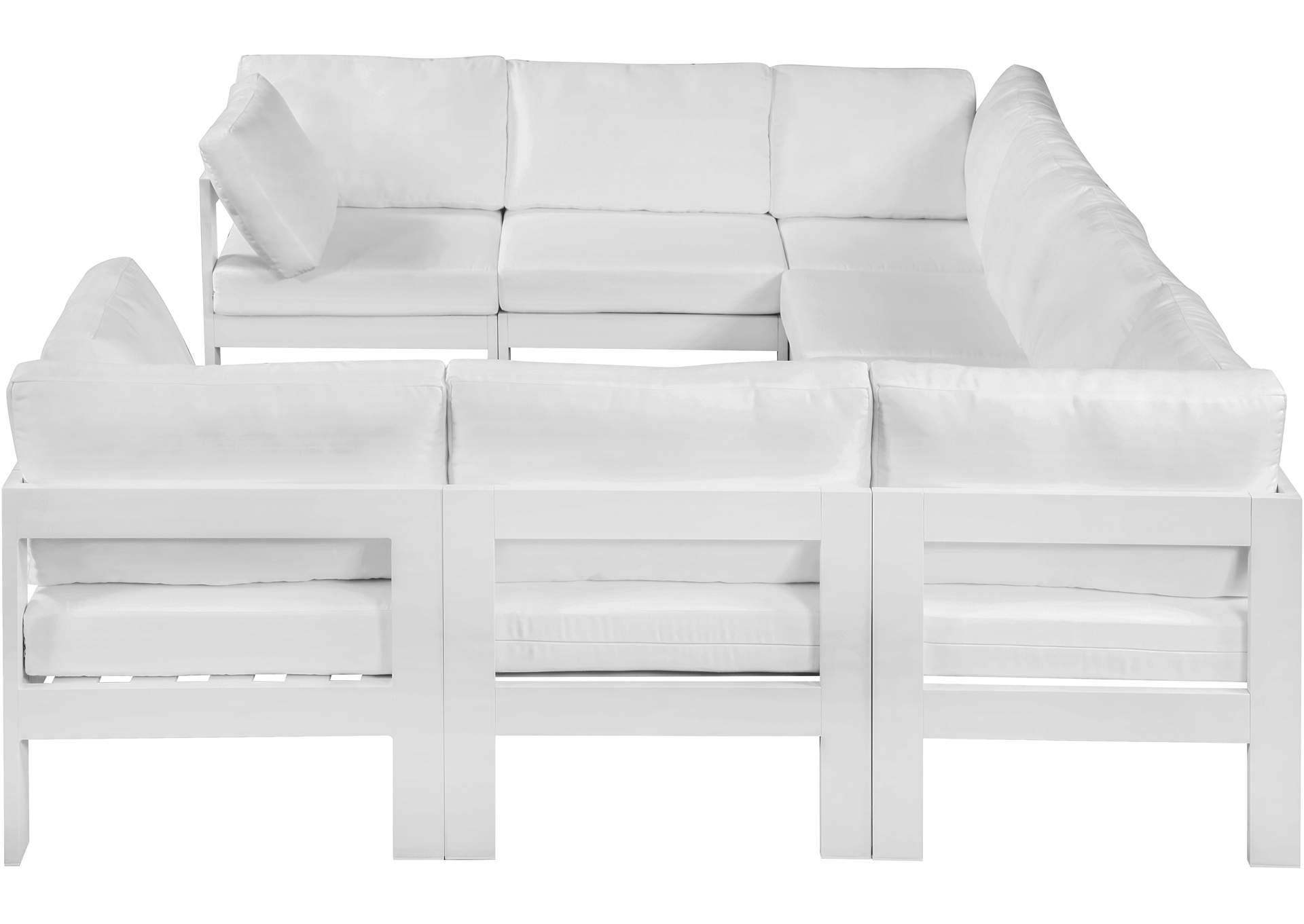 Nizuc White Water Resistant Fabric Outdoor Patio Modular Sectional,Meridian Furniture