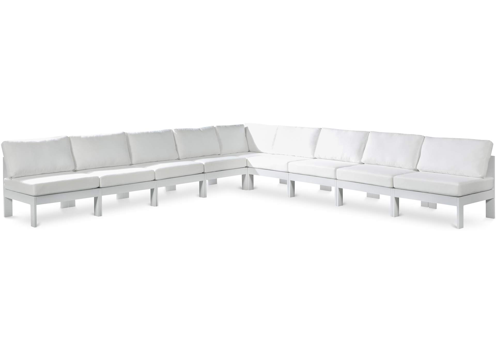 Nizuc White Water Resistant Fabric Outdoor Patio Modular Sectional,Meridian Furniture