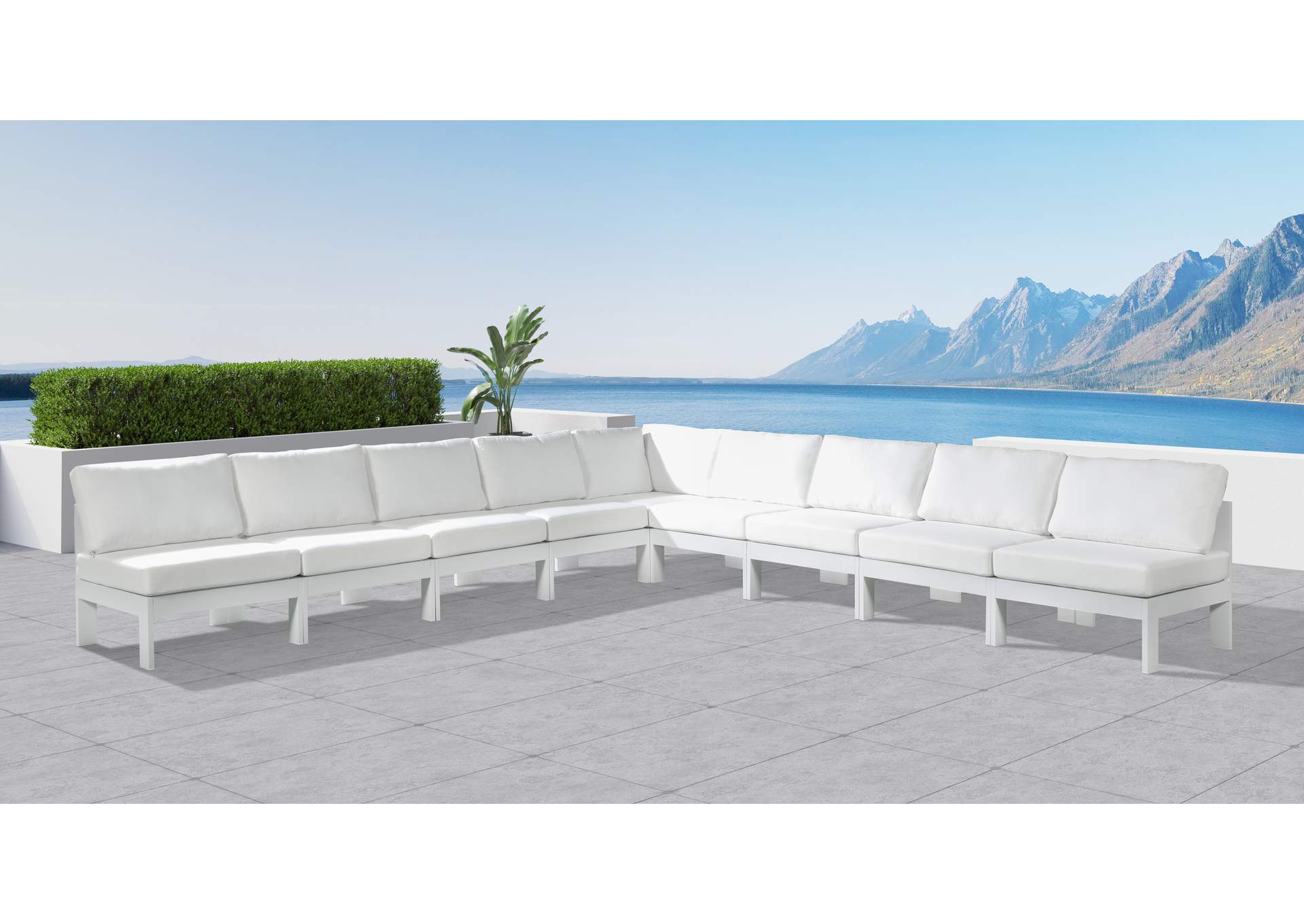 Nizuc White Water Resistant Fabric Outdoor Patio Modular Sectional,Meridian Furniture