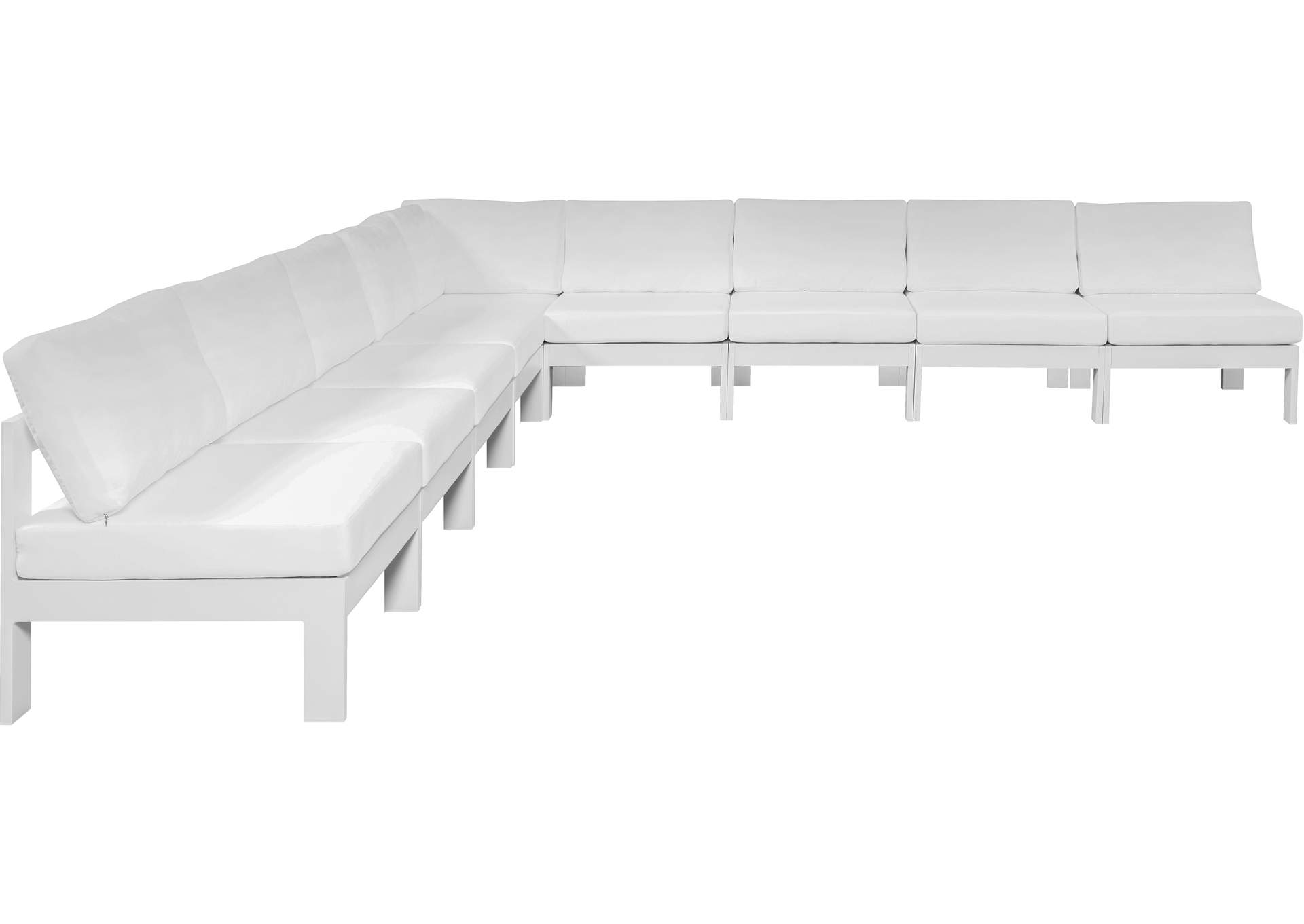 Nizuc White Water Resistant Fabric Outdoor Patio Modular Sectional,Meridian Furniture