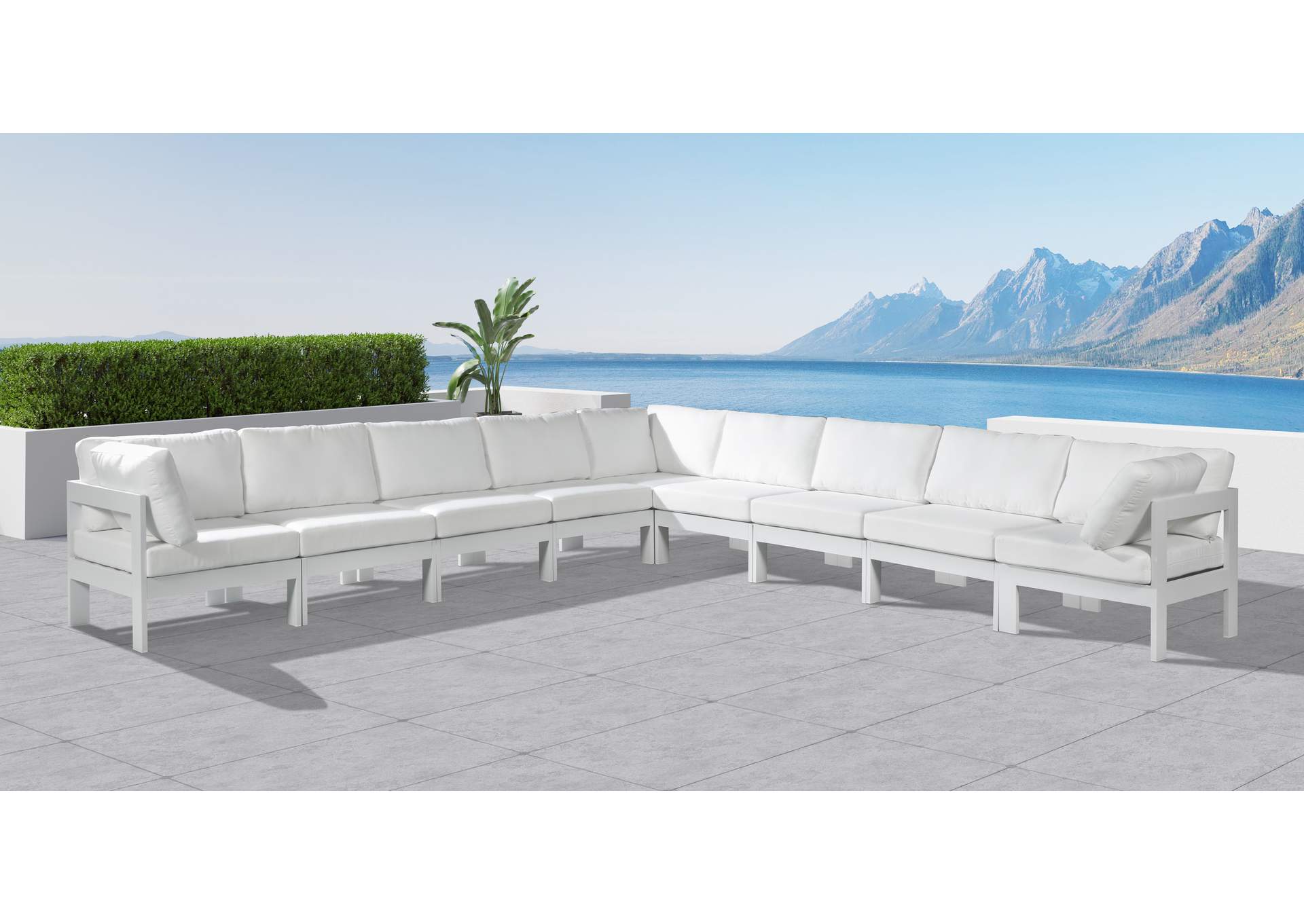 Nizuc White Water Resistant Fabric Outdoor Patio Modular Sectional,Meridian Furniture