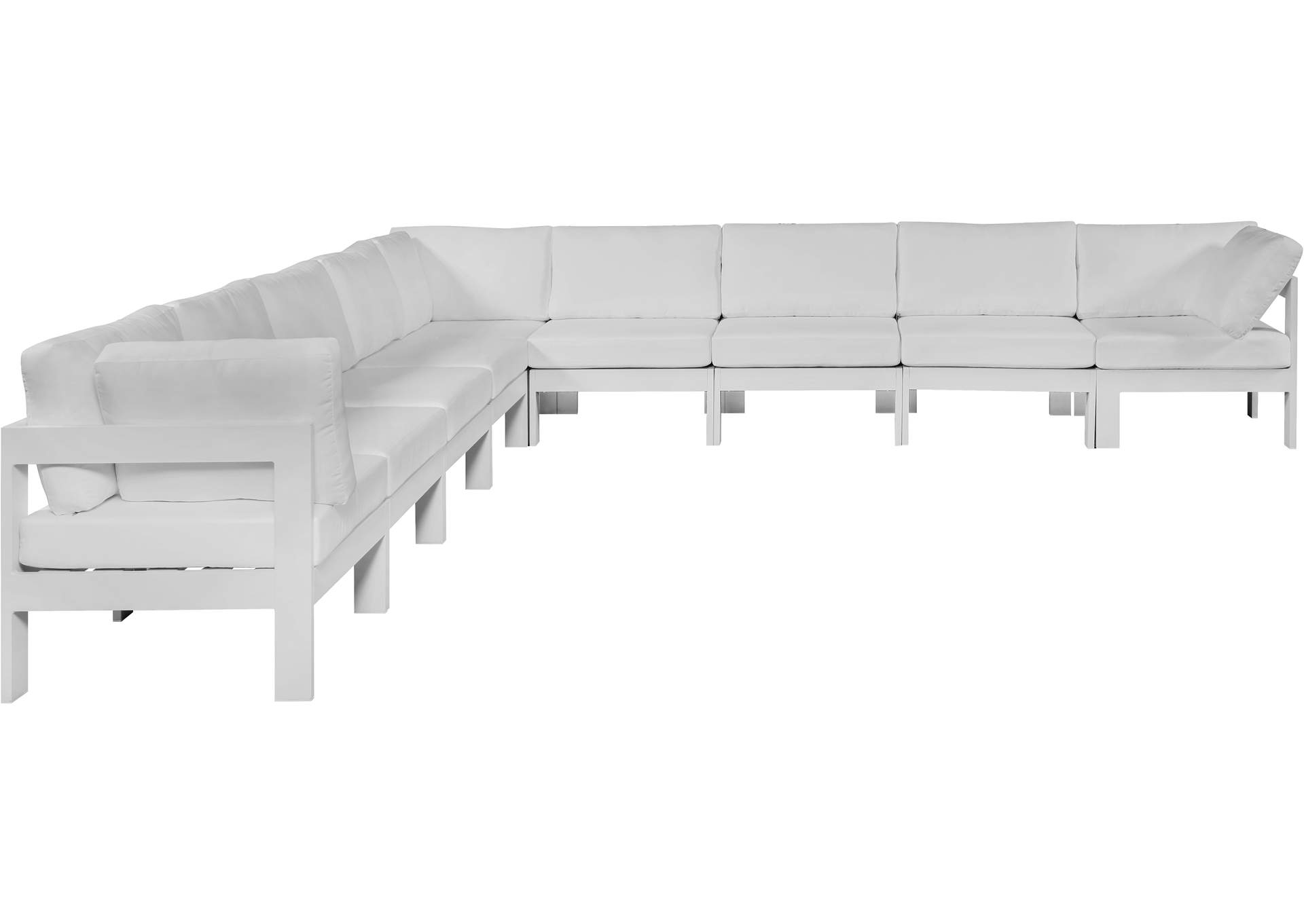 Nizuc White Water Resistant Fabric Outdoor Patio Modular Sectional,Meridian Furniture