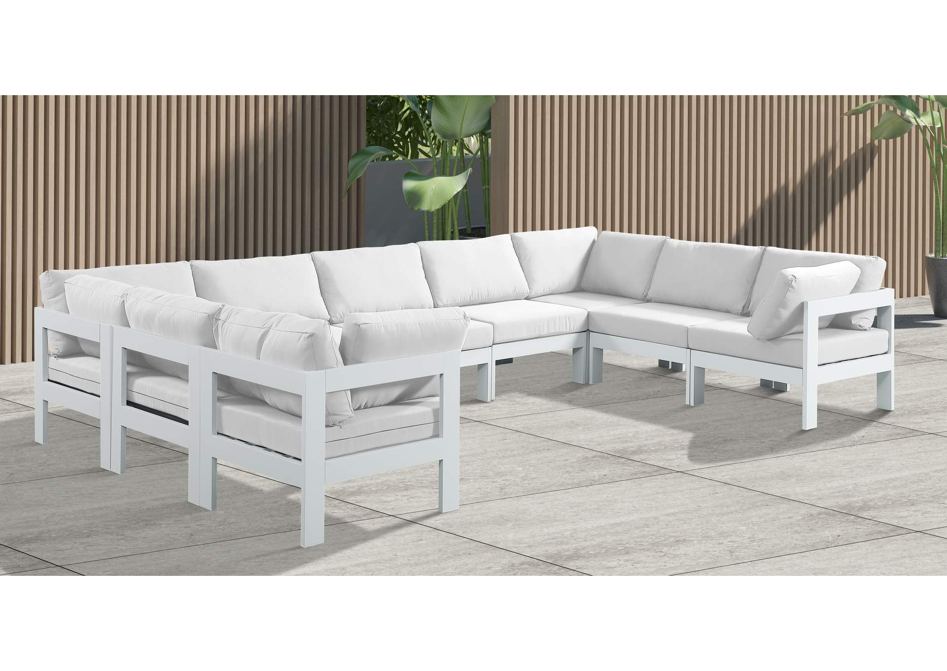 Nizuc White Water Resistant Fabric Outdoor Patio Modular Sectional,Meridian Furniture