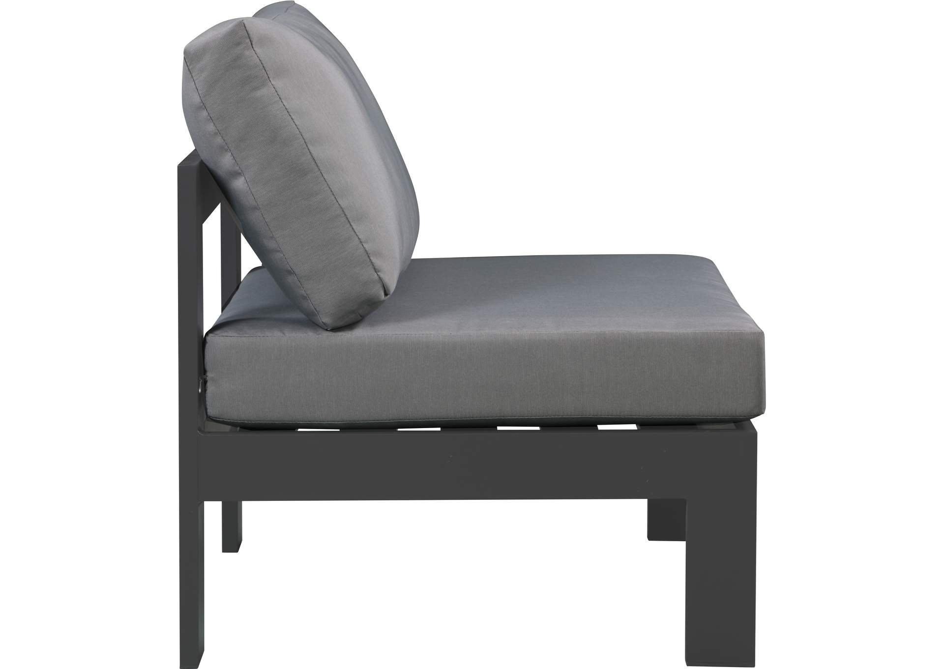 Nizuc Grey Waterproof Fabric Outdoor Patio Aluminum Armless Chair,Meridian Furniture