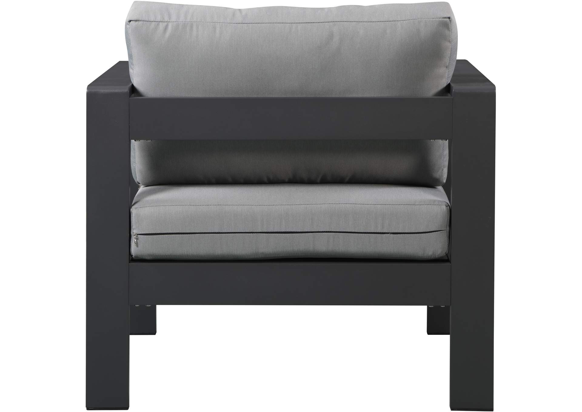 Nizuc Grey Water Resistant Fabric Outdoor Patio Aluminum Arm Chair,Meridian Furniture