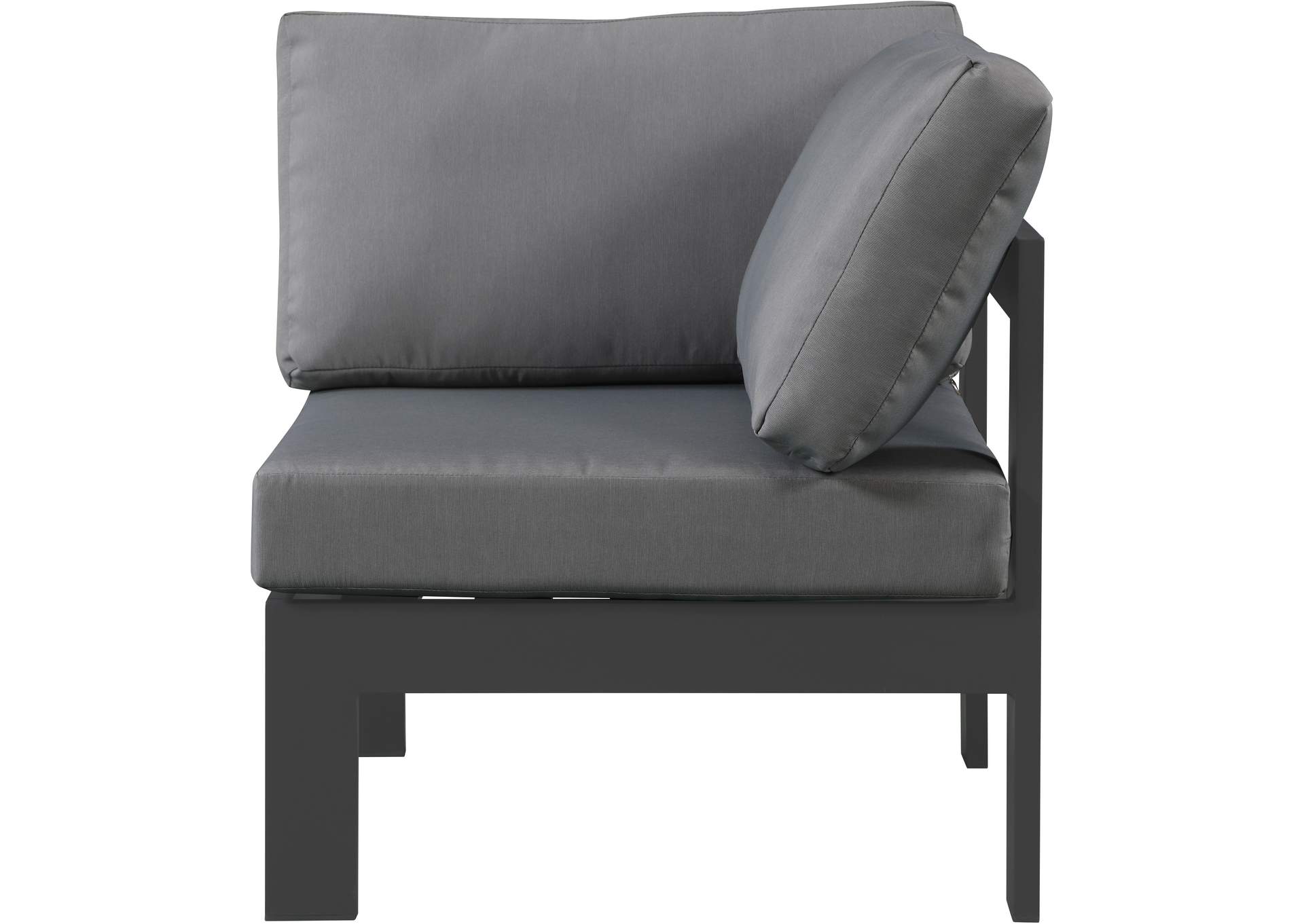 Nizuc Grey Waterproof Fabric Outdoor Patio Aluminum Corner Chair,Meridian Furniture