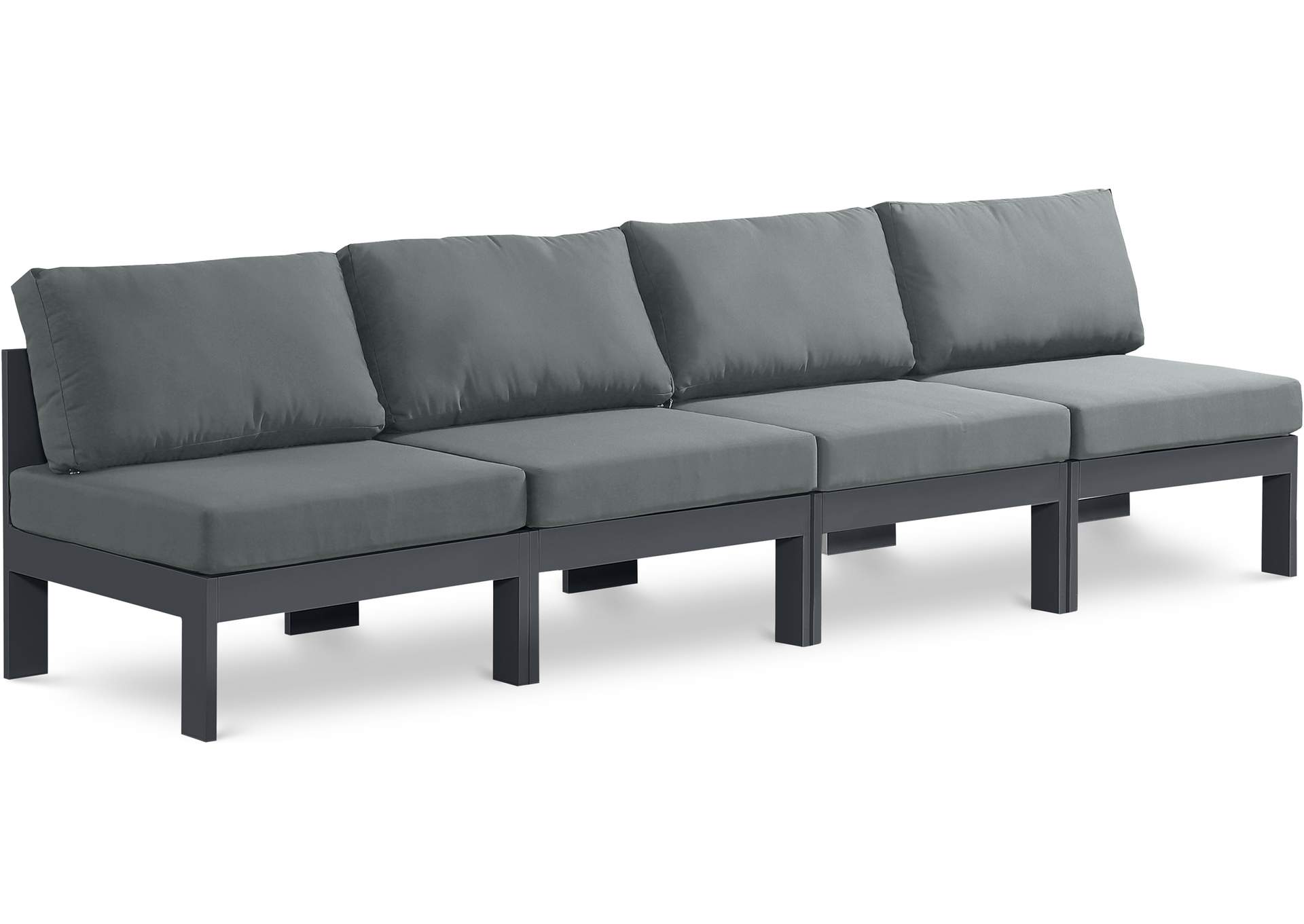 Nizuc Grey Water Resistant Fabric Outdoor Patio Modular Sofa,Meridian Furniture