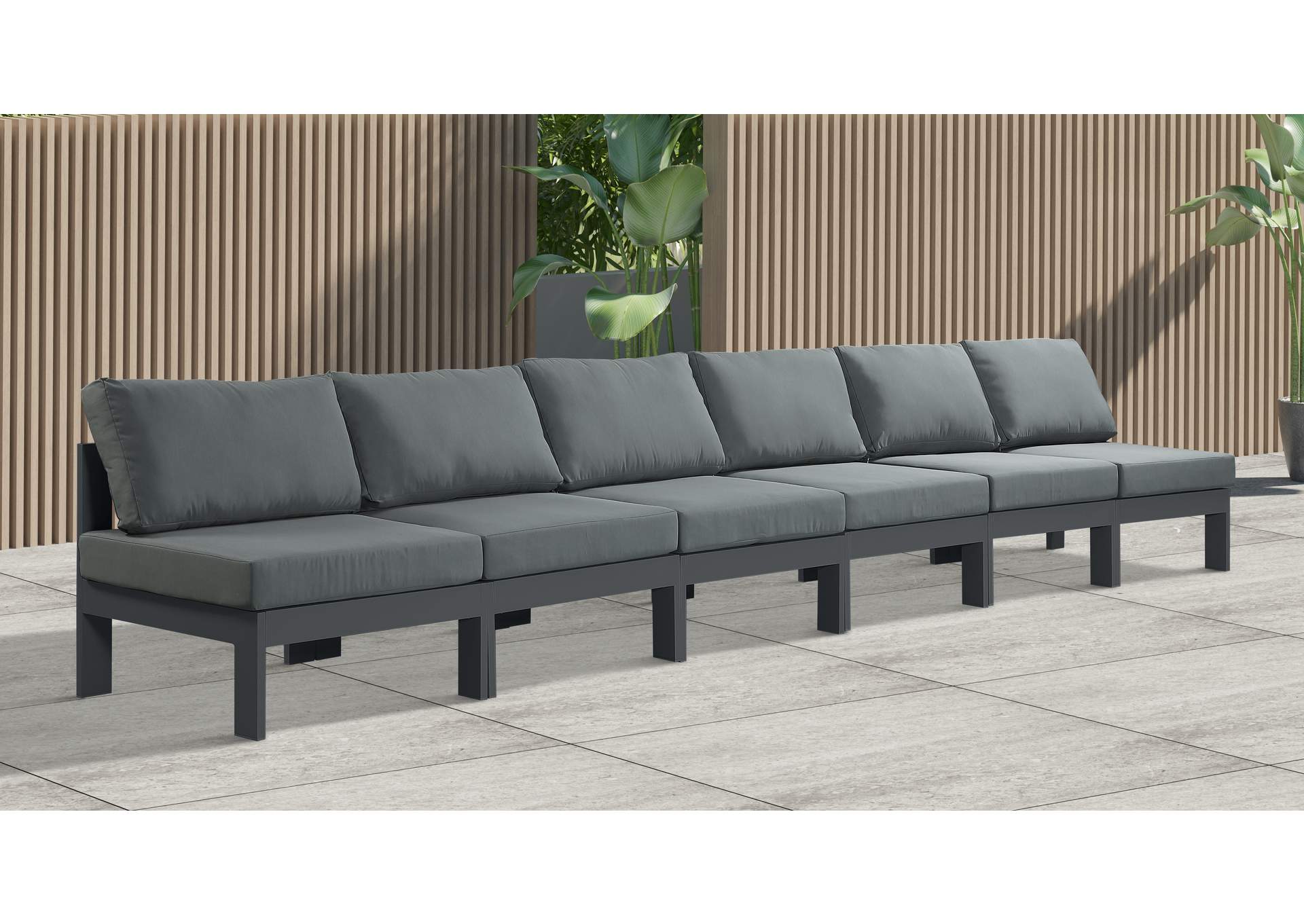 Nizuc Grey Water Resistant Fabric Outdoor Patio Modular Sofa,Meridian Furniture