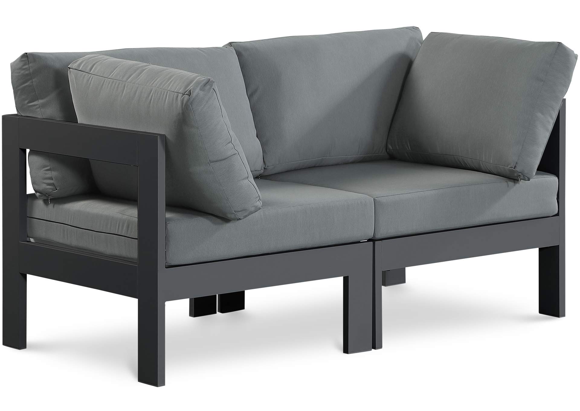 Nizuc Grey Water Resistant Fabric Outdoor Patio Modular Sofa,Meridian Furniture