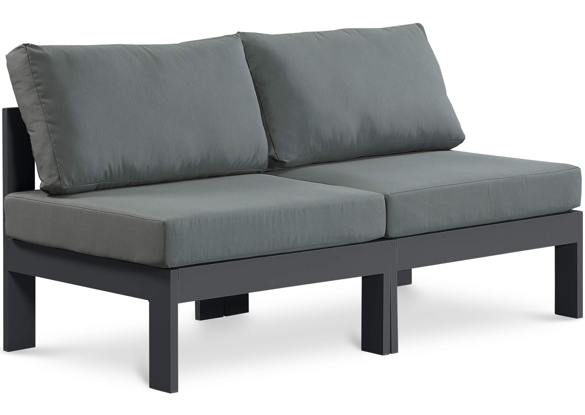 Nizuc Grey Water Resistant Fabric Outdoor Patio Modular Sofa,Meridian Furniture