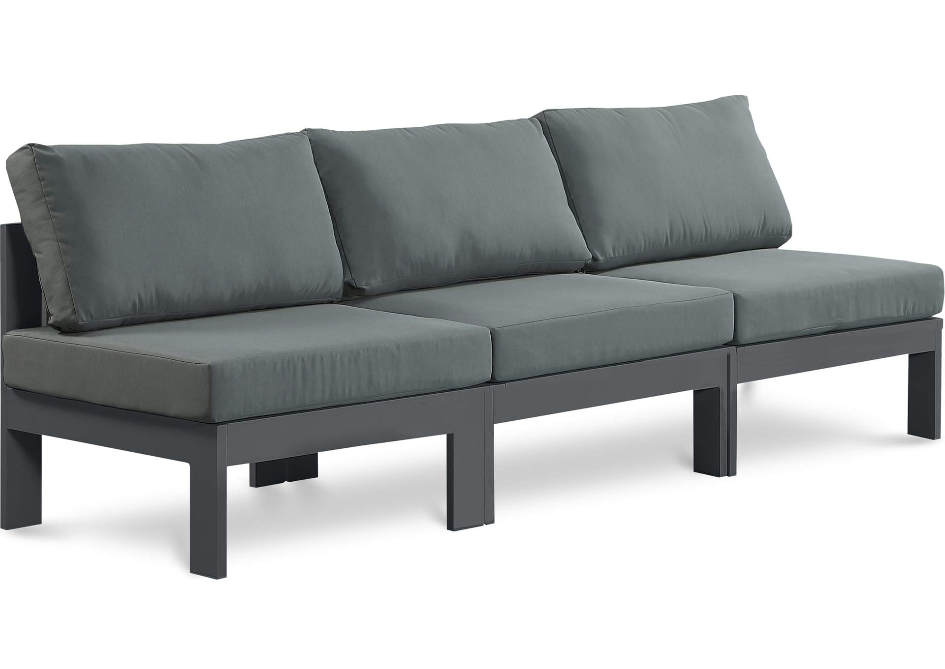 Nizuc Grey Water Resistant Fabric Outdoor Patio Modular Sofa,Meridian Furniture