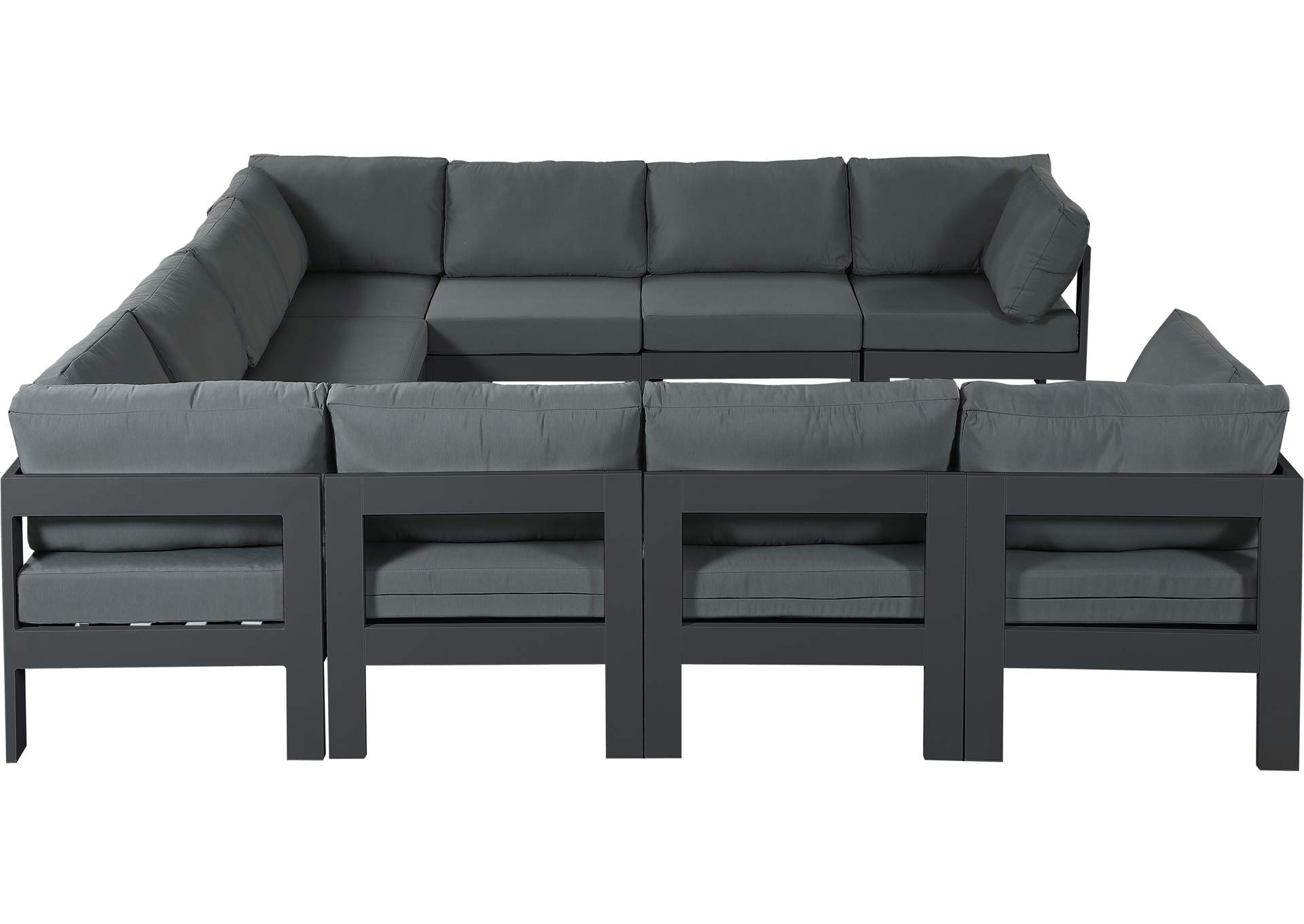 Nizuc Grey Water Resistant Fabric Outdoor Patio Modular Sectional,Meridian Furniture