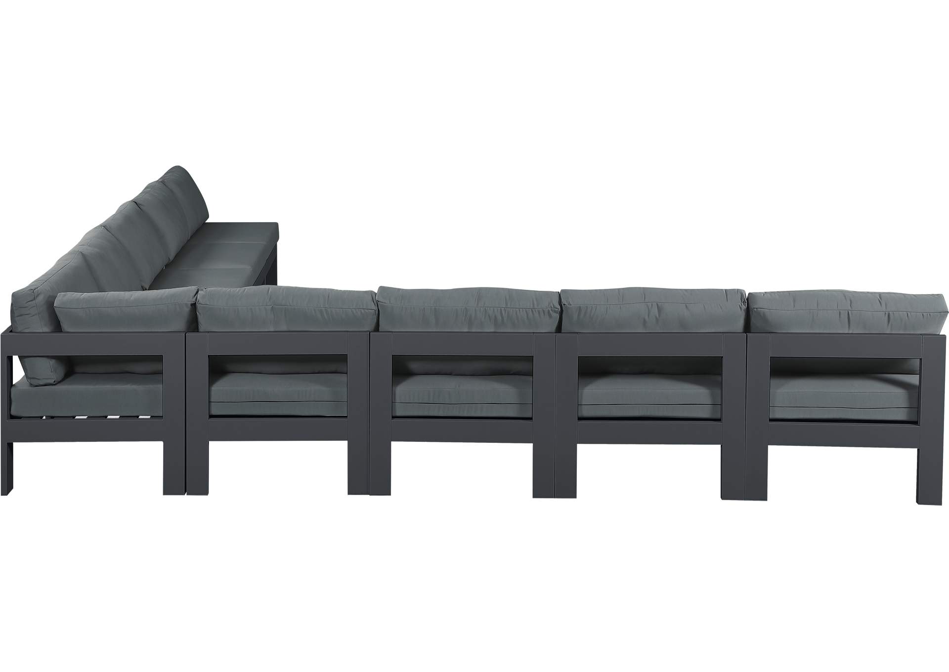 Nizuc Grey Water Resistant Fabric Outdoor Patio Modular Sectional,Meridian Furniture