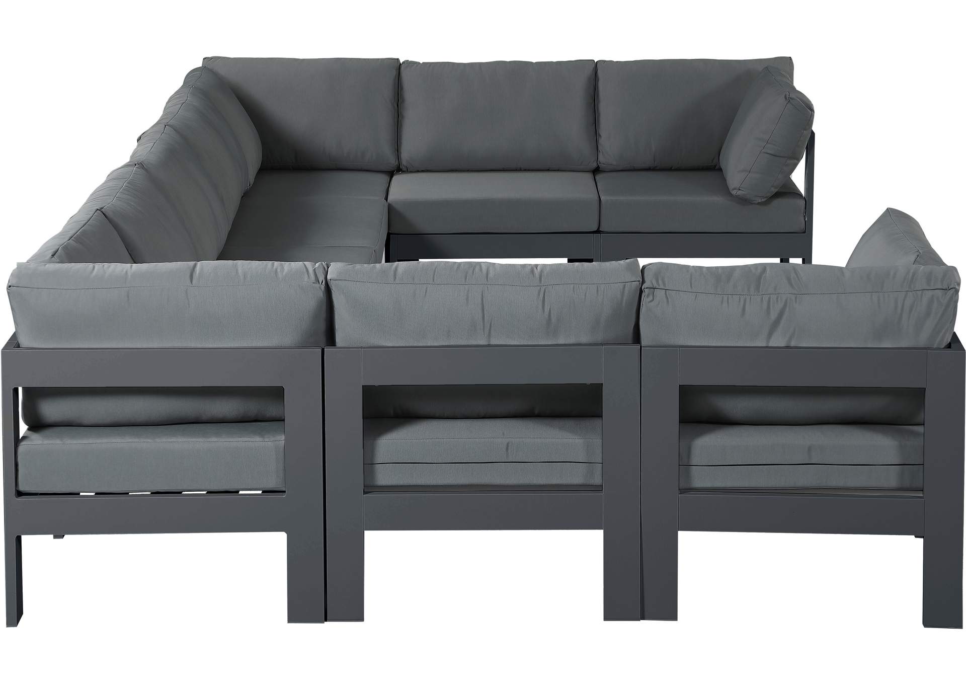 Nizuc Grey Water Resistant Fabric Outdoor Patio Modular Sectional,Meridian Furniture