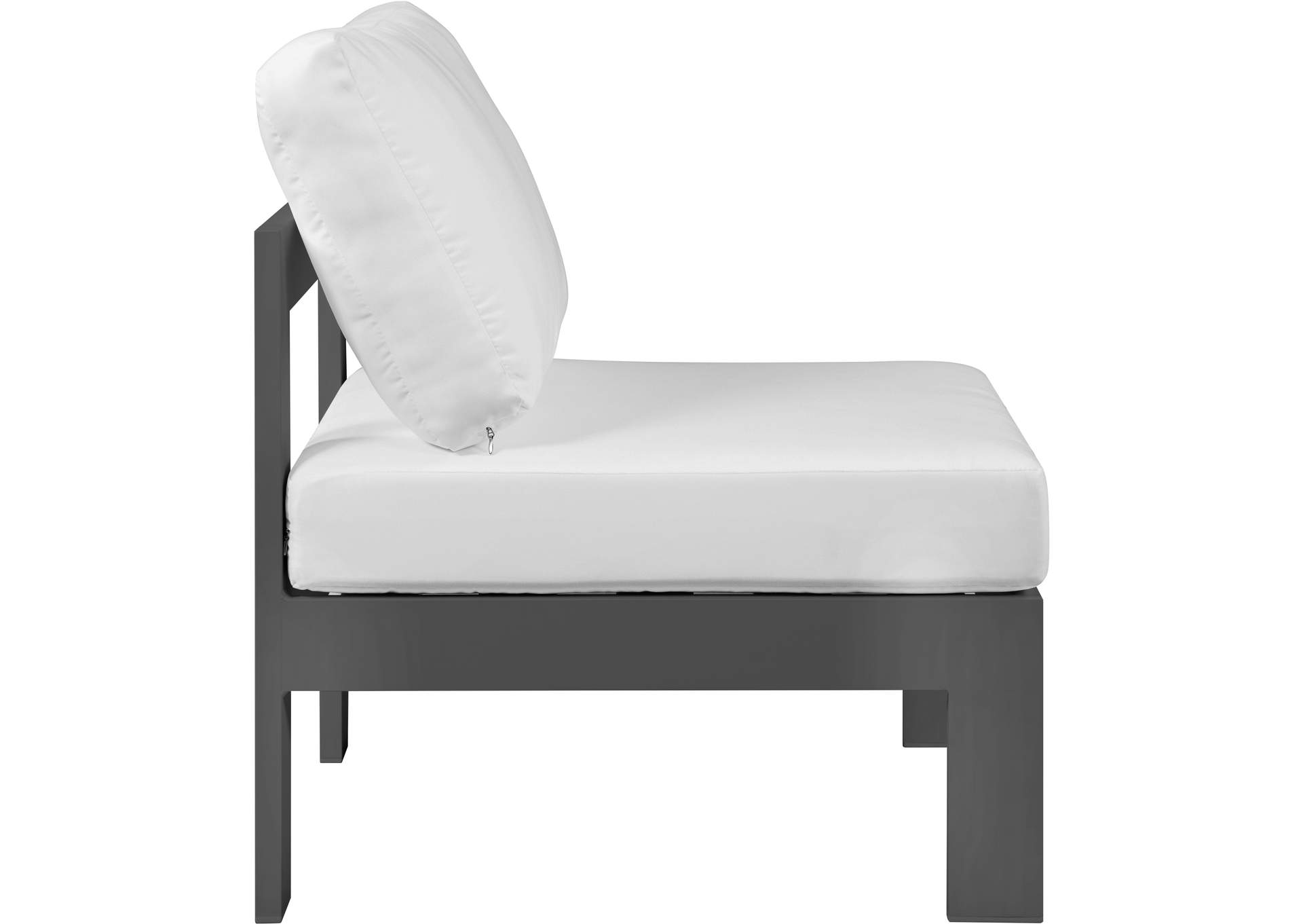 Nizuc White Waterproof Fabric Outdoor Patio Aluminum Armless Chair,Meridian Furniture