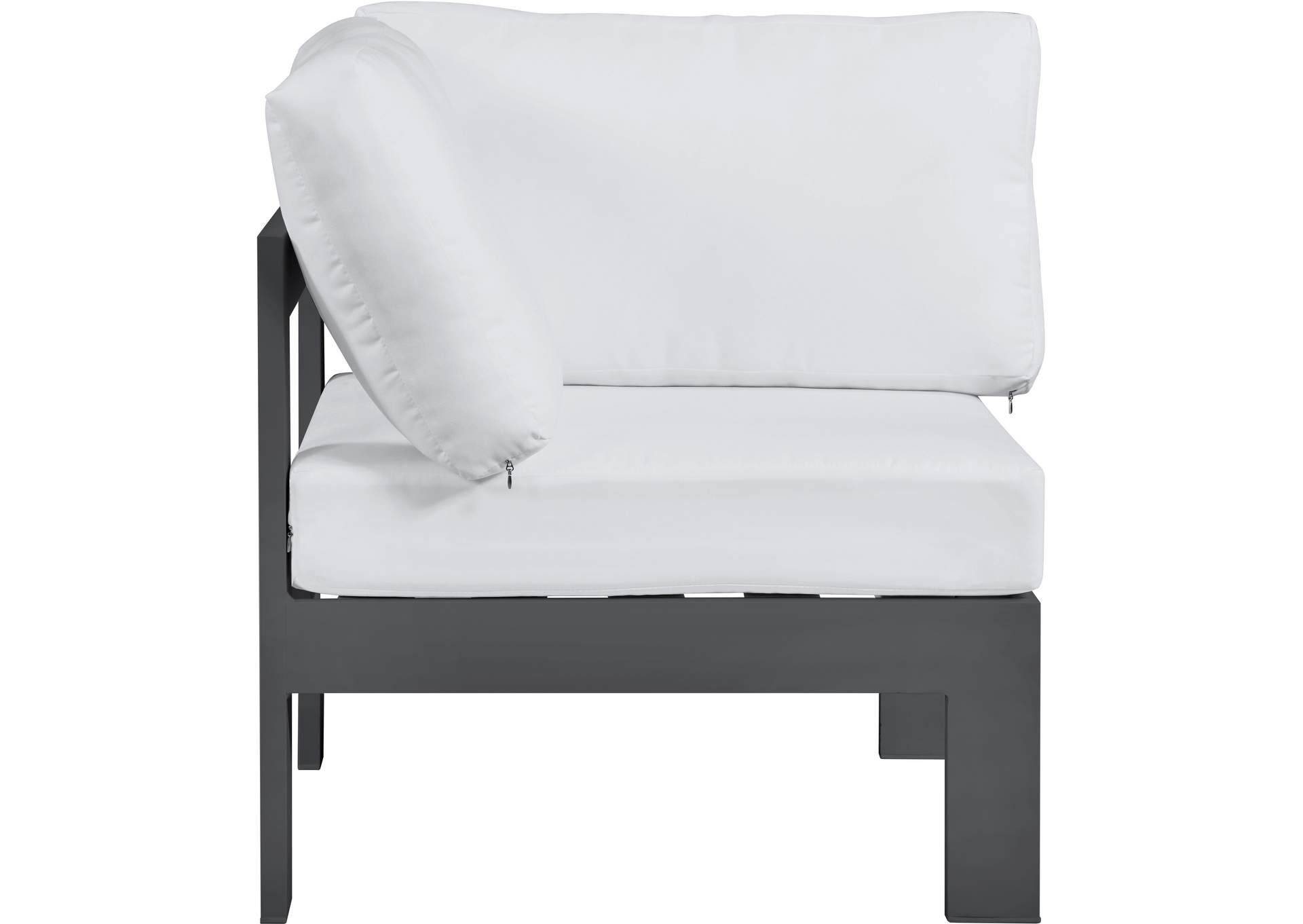 Nizuc White Waterproof Fabric Outdoor Patio Aluminum Corner Chair,Meridian Furniture