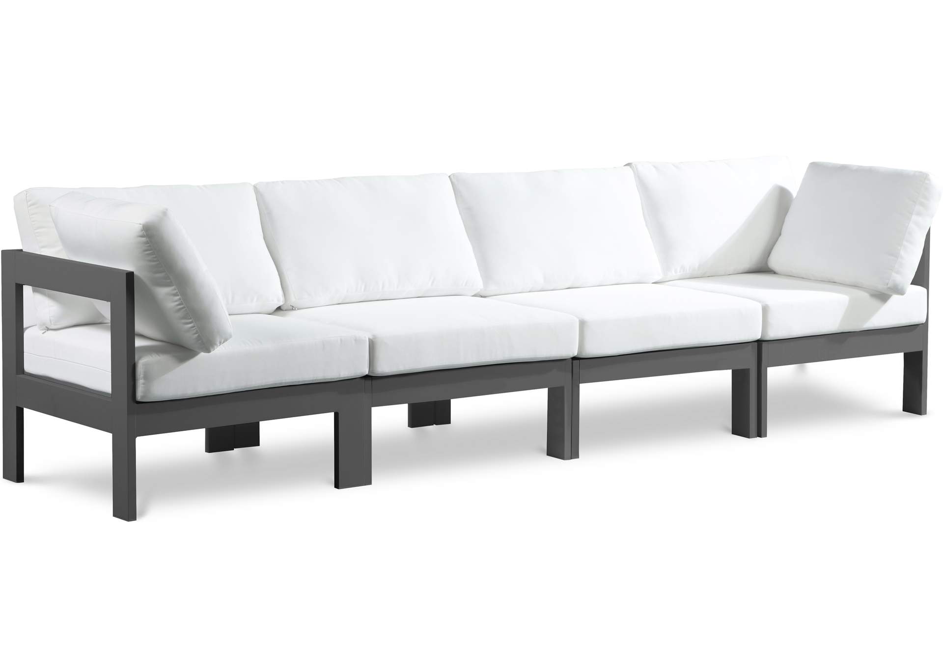 Nizuc White Water Resistant Fabric Outdoor Patio Modular Sofa,Meridian Furniture