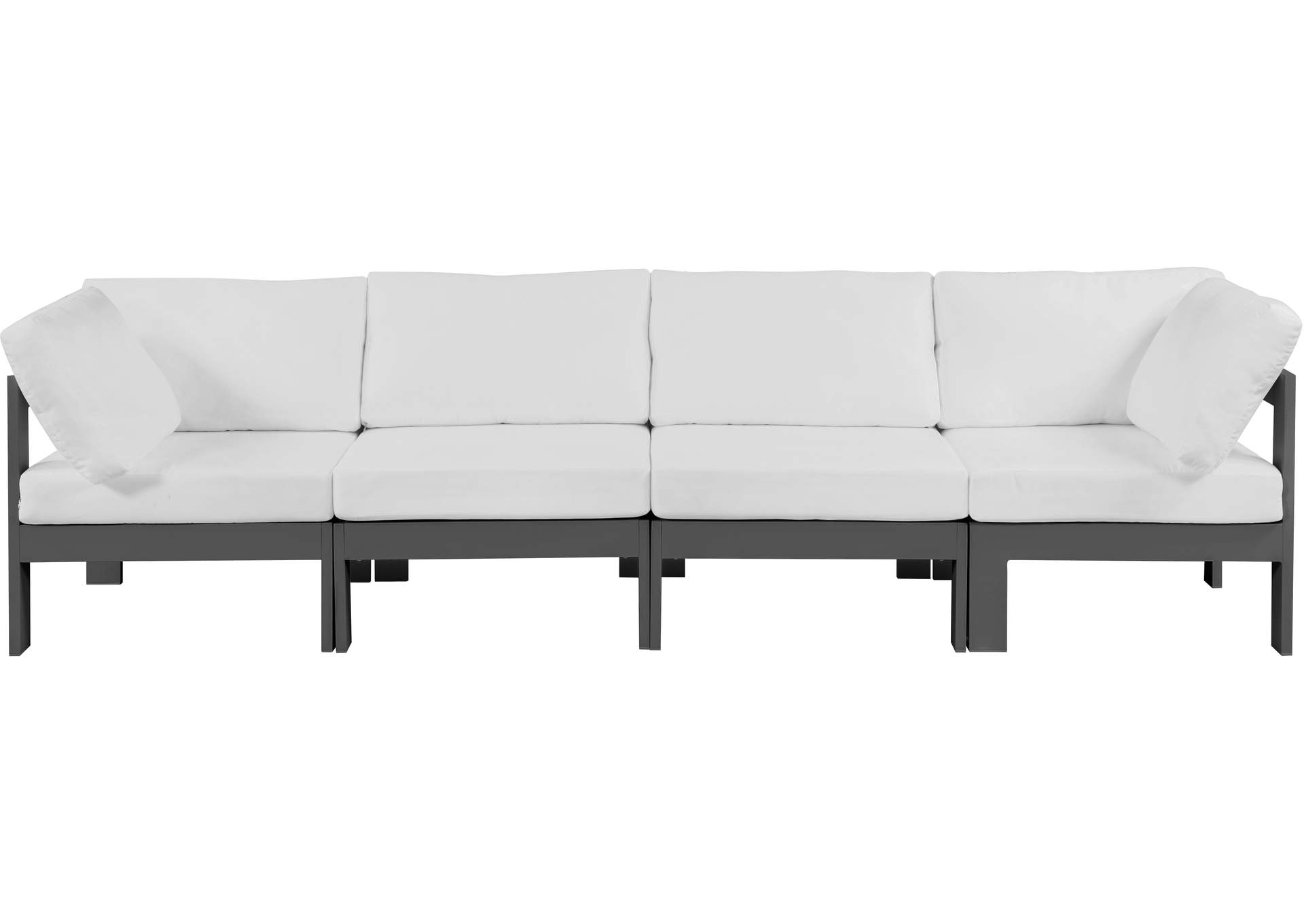 Nizuc White Water Resistant Fabric Outdoor Patio Modular Sofa,Meridian Furniture