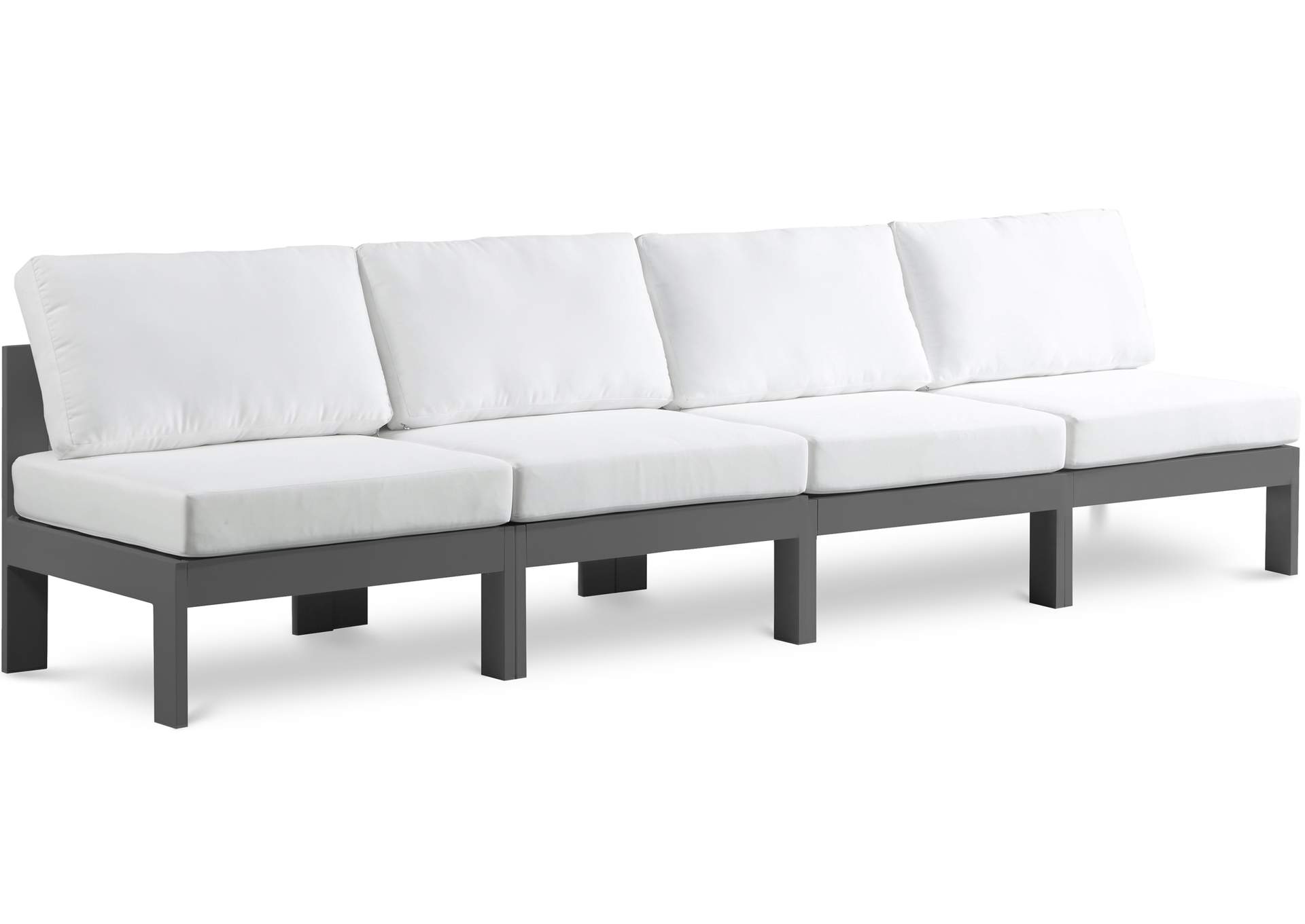 Nizuc White Water Resistant Fabric Outdoor Patio Modular Sofa,Meridian Furniture