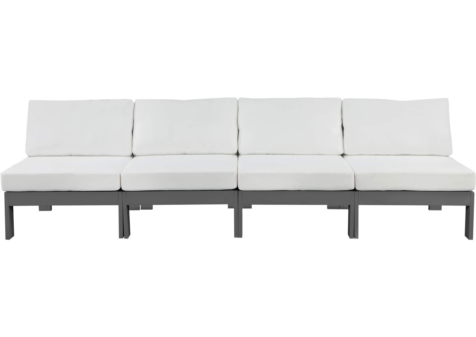 Nizuc White Water Resistant Fabric Outdoor Patio Modular Sofa,Meridian Furniture