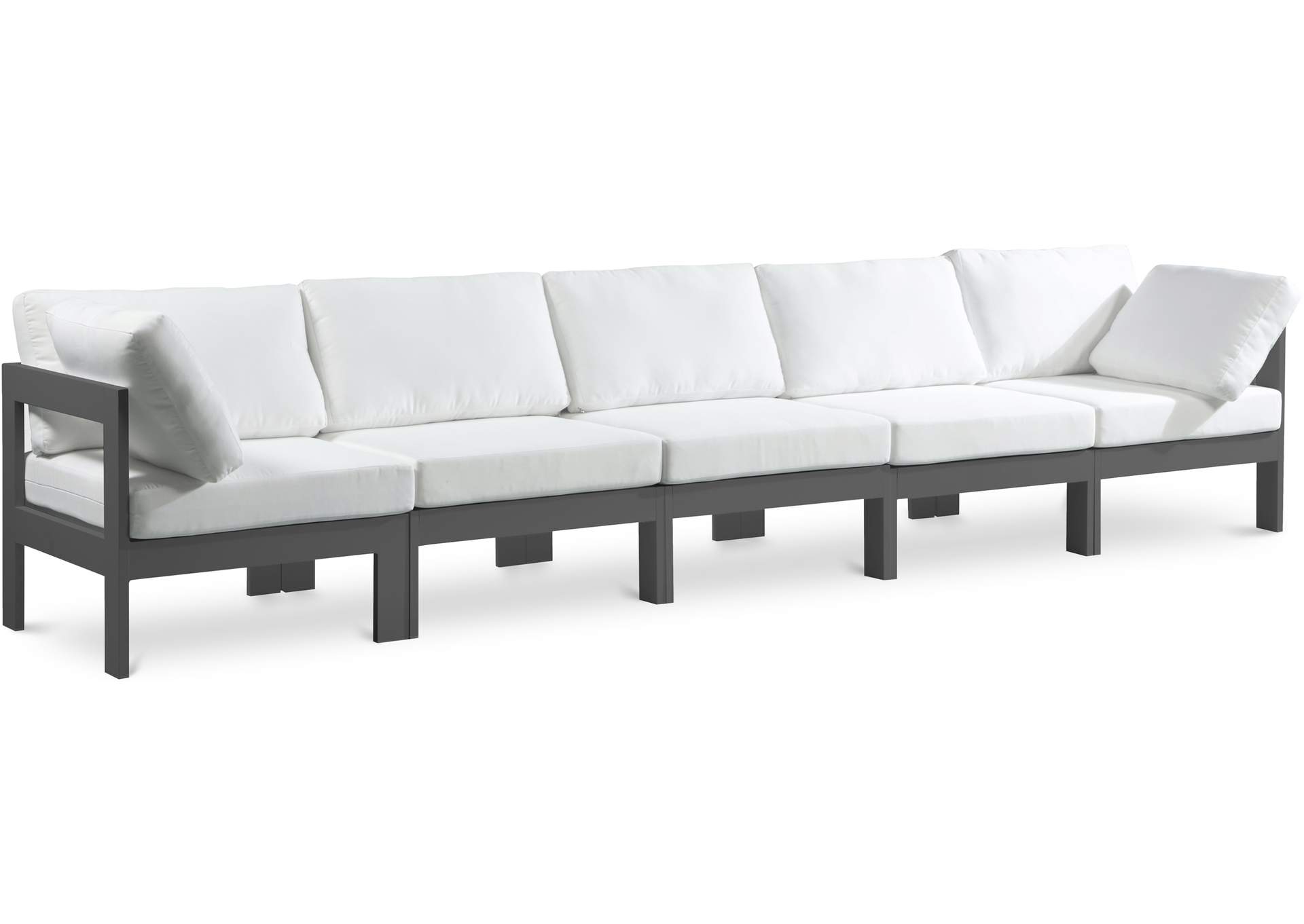 Nizuc White Water Resistant Fabric Outdoor Patio Modular Sofa,Meridian Furniture