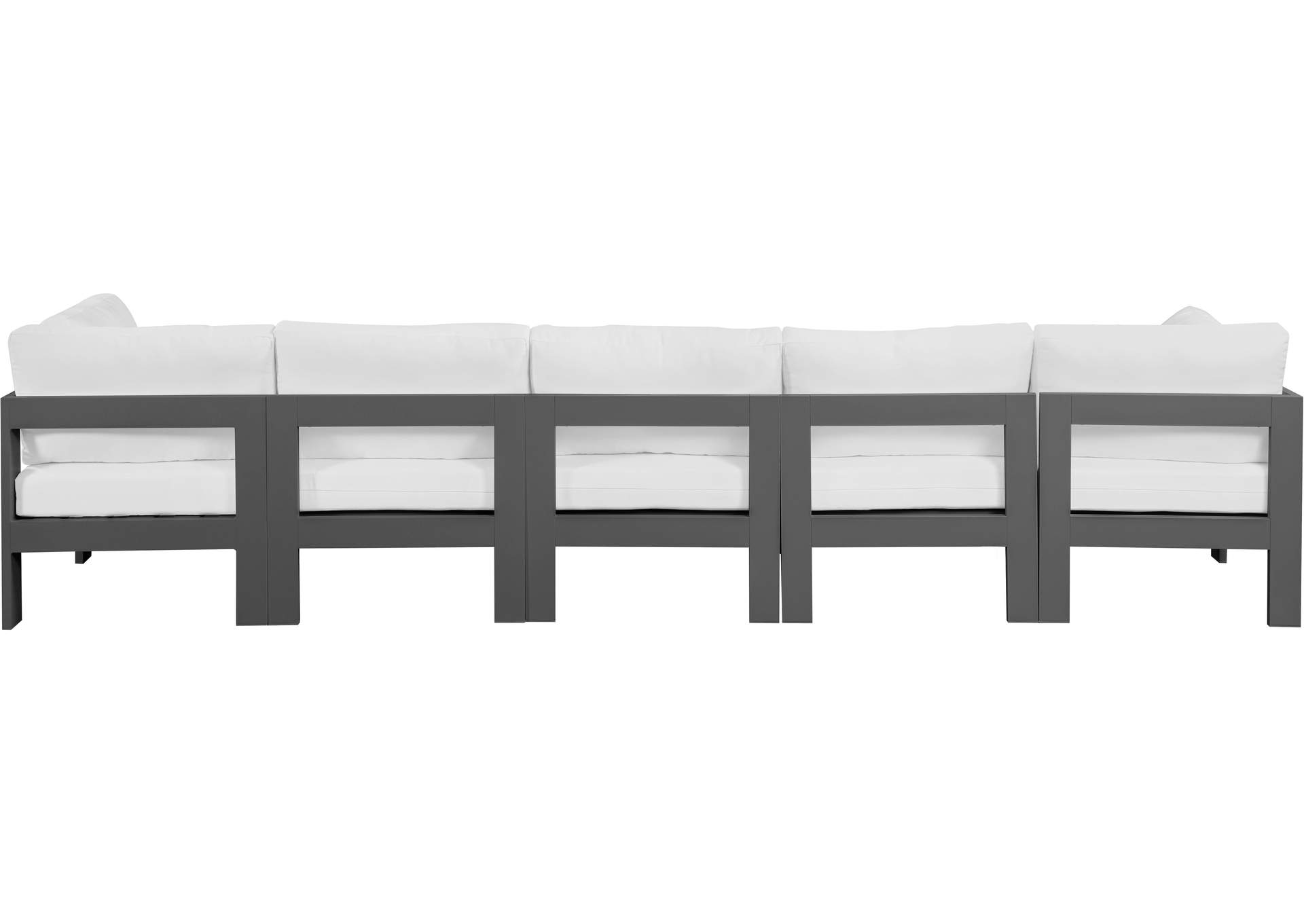 Nizuc White Water Resistant Fabric Outdoor Patio Modular Sofa,Meridian Furniture