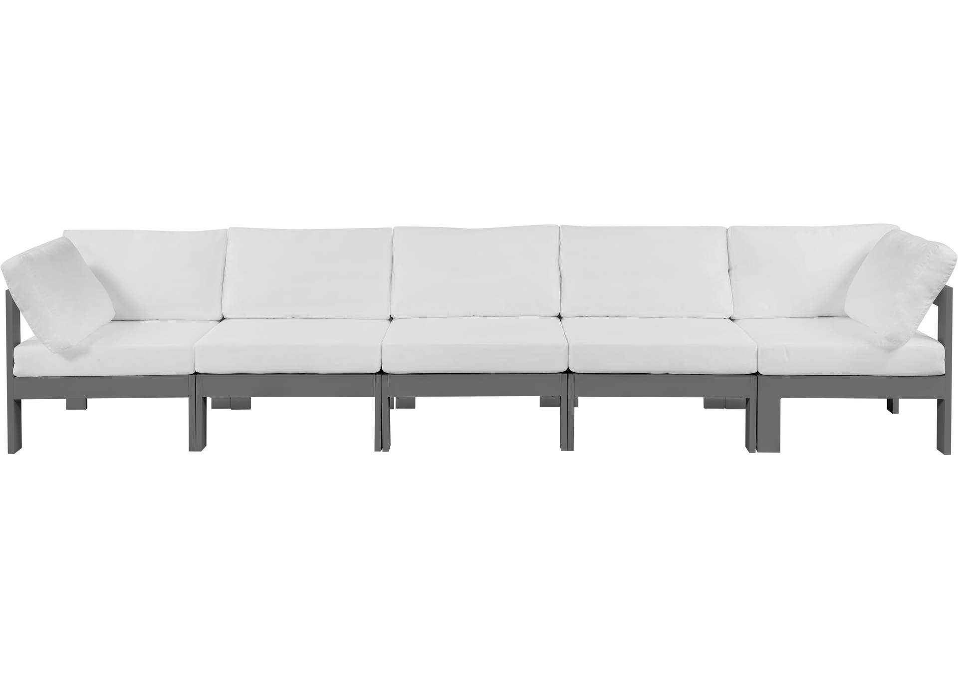 Nizuc White Water Resistant Fabric Outdoor Patio Modular Sofa,Meridian Furniture