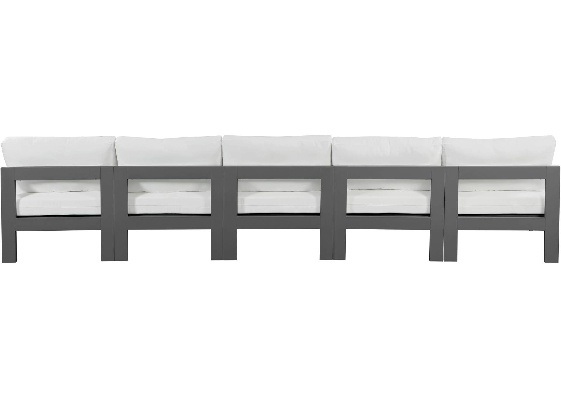 Nizuc White Water Resistant Fabric Outdoor Patio Modular Sofa,Meridian Furniture