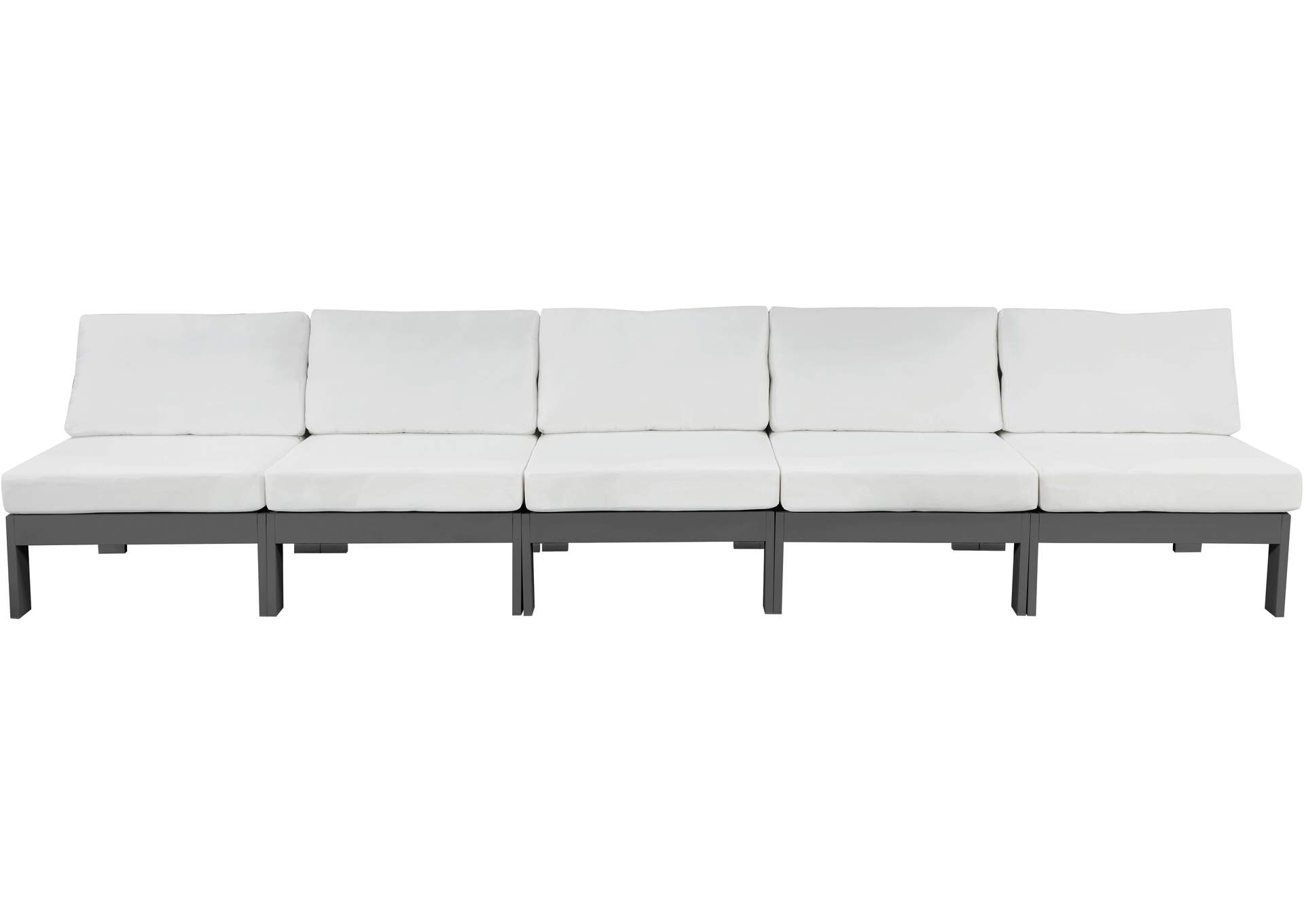 Nizuc White Water Resistant Fabric Outdoor Patio Modular Sofa,Meridian Furniture