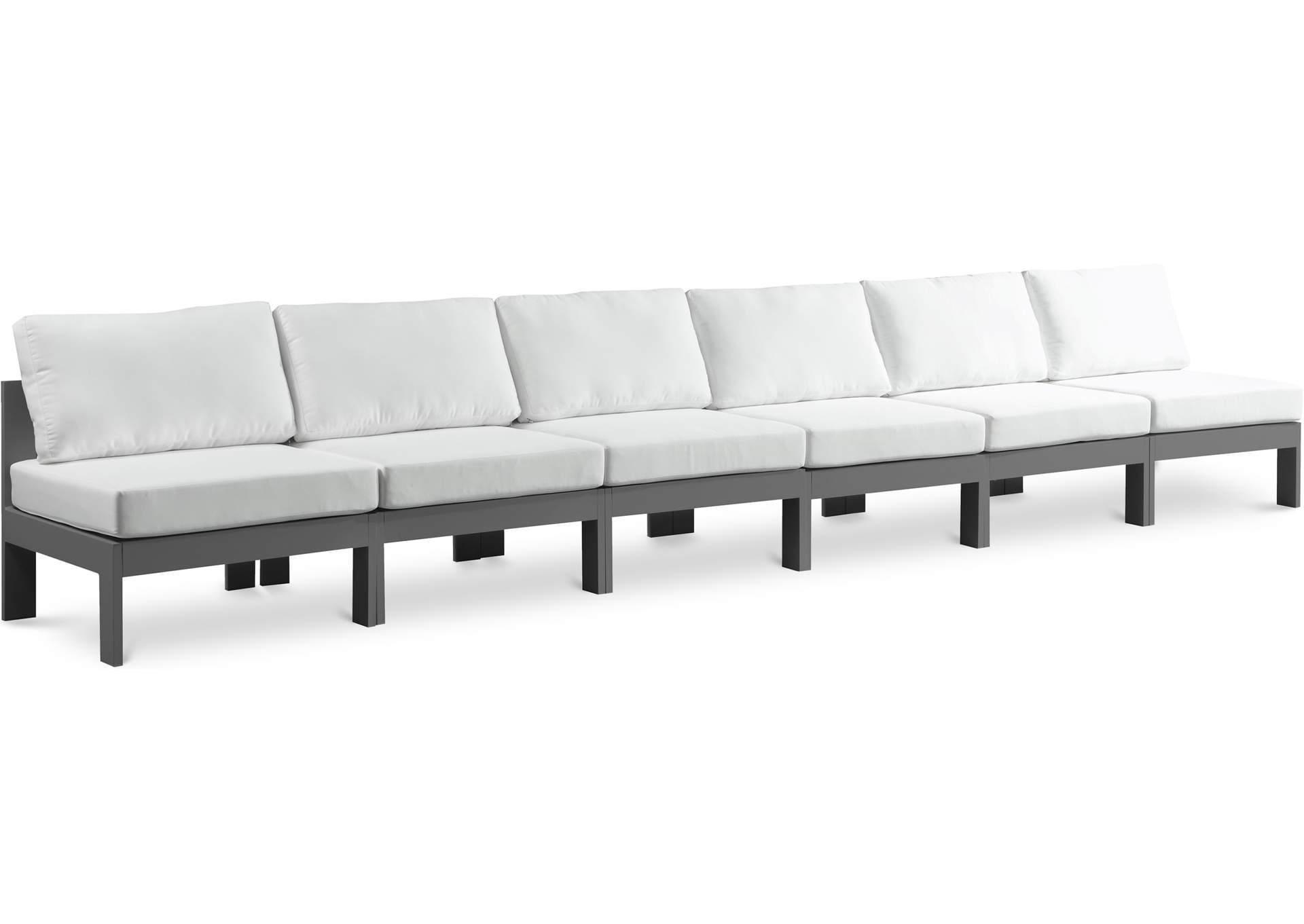 Nizuc White Water Resistant Fabric Outdoor Patio Modular Sofa,Meridian Furniture