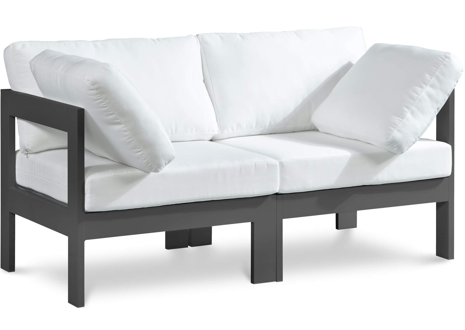 Nizuc White Water Resistant Fabric Outdoor Patio Modular Sofa,Meridian Furniture