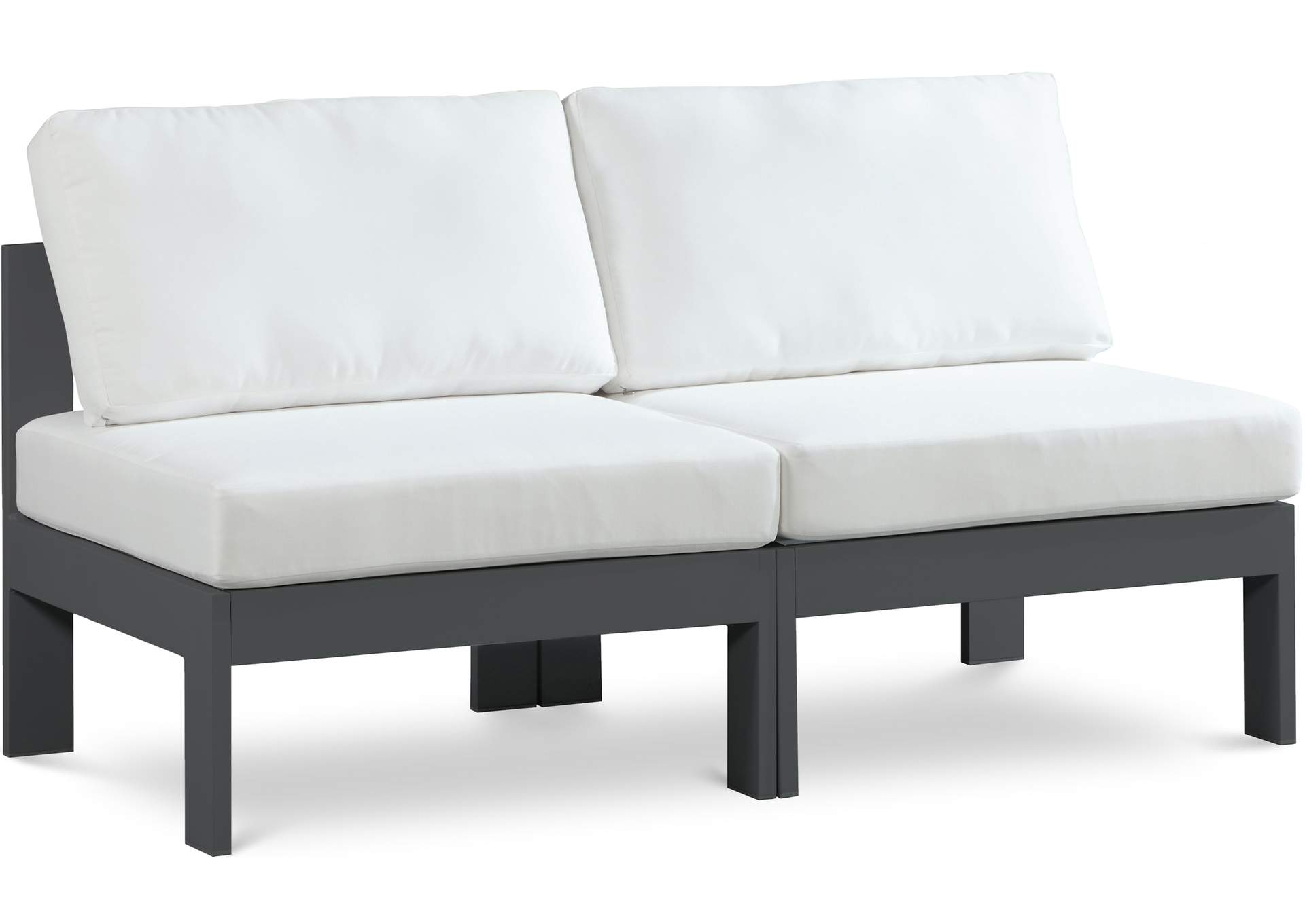 Nizuc White Water Resistant Fabric Outdoor Patio Modular Sofa,Meridian Furniture